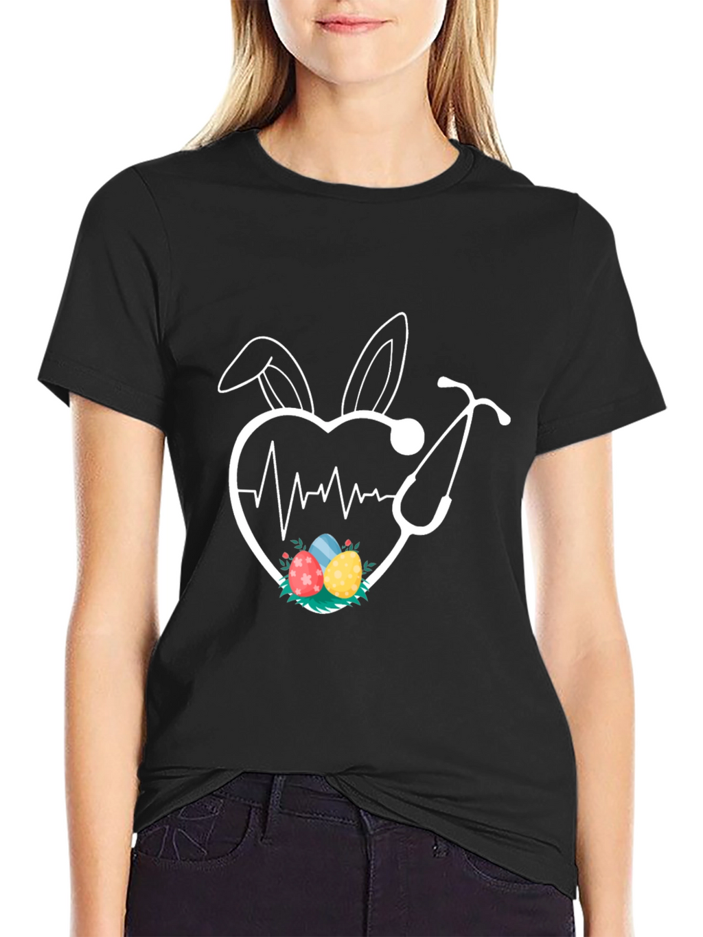 Easter Nurse Heartbeat Bunny Ears T-Shirt