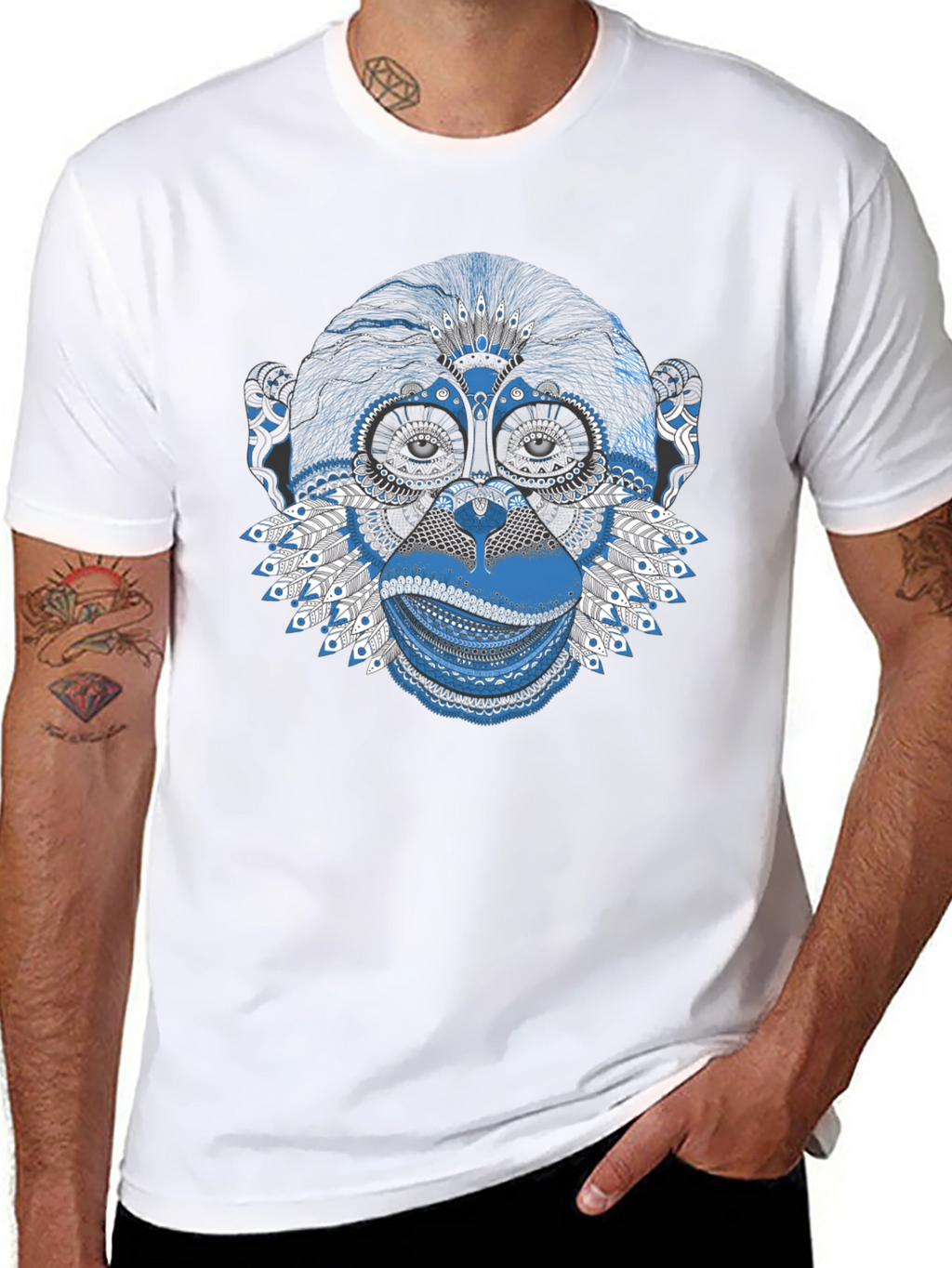 Abstract Monkey Graphic T-Shirt