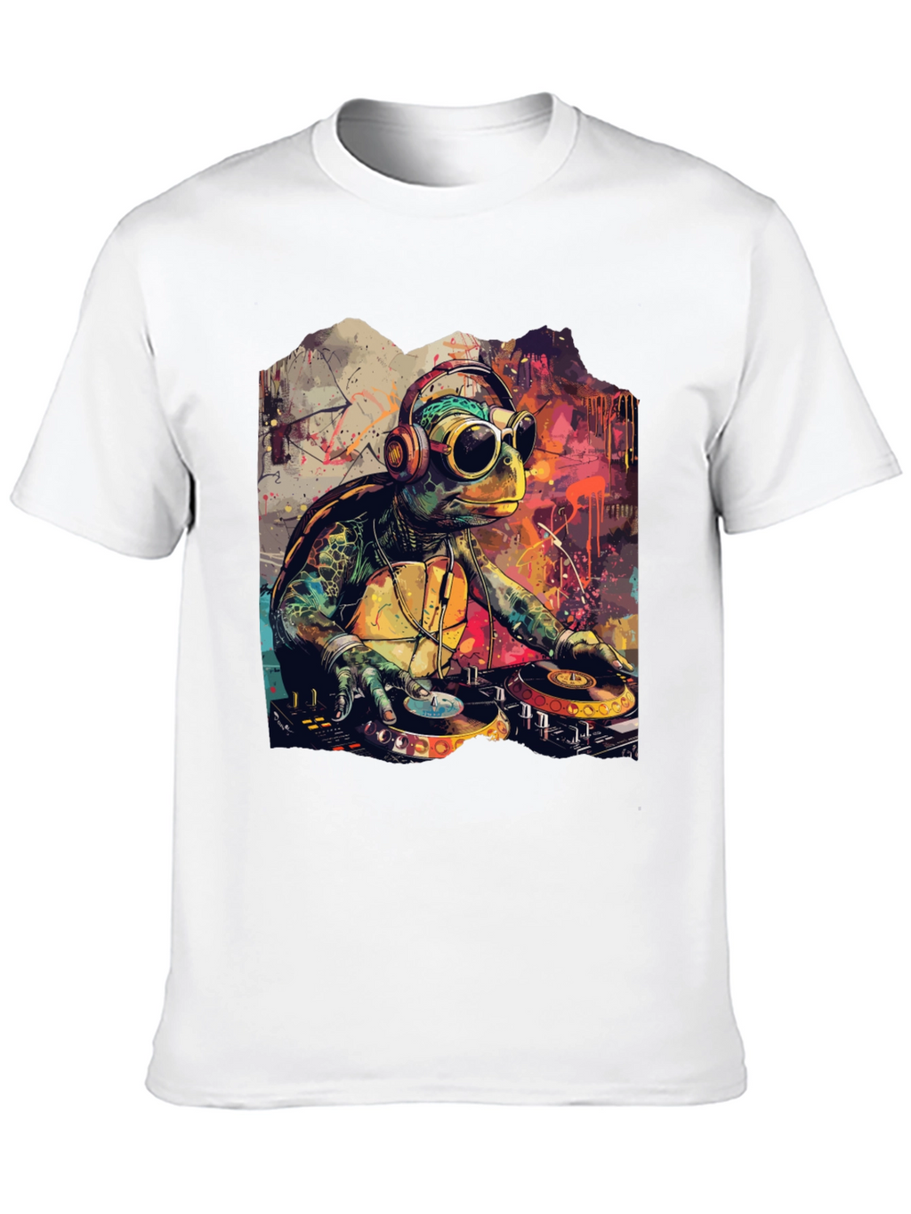 DJ Turtle Graphic Tee - Cool Cartoon Design