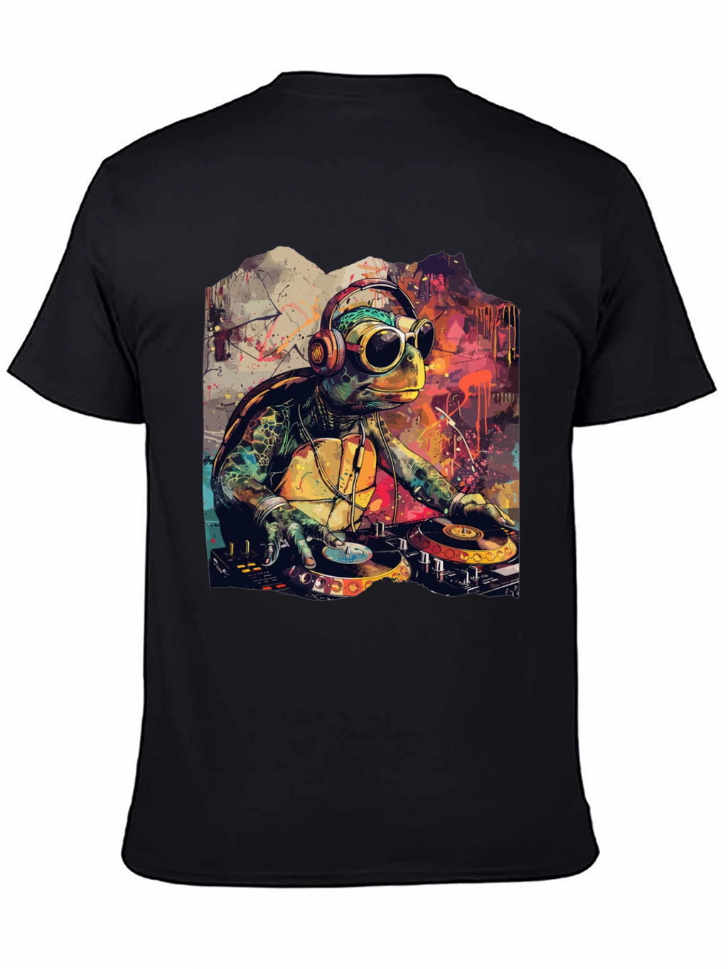 DJ Turtle Graphic Tee - Cool Cartoon Design