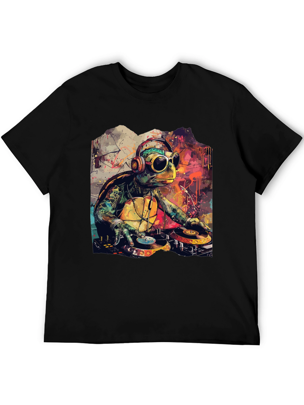 DJ Turtle Graphic Tee - Cool Cartoon Design