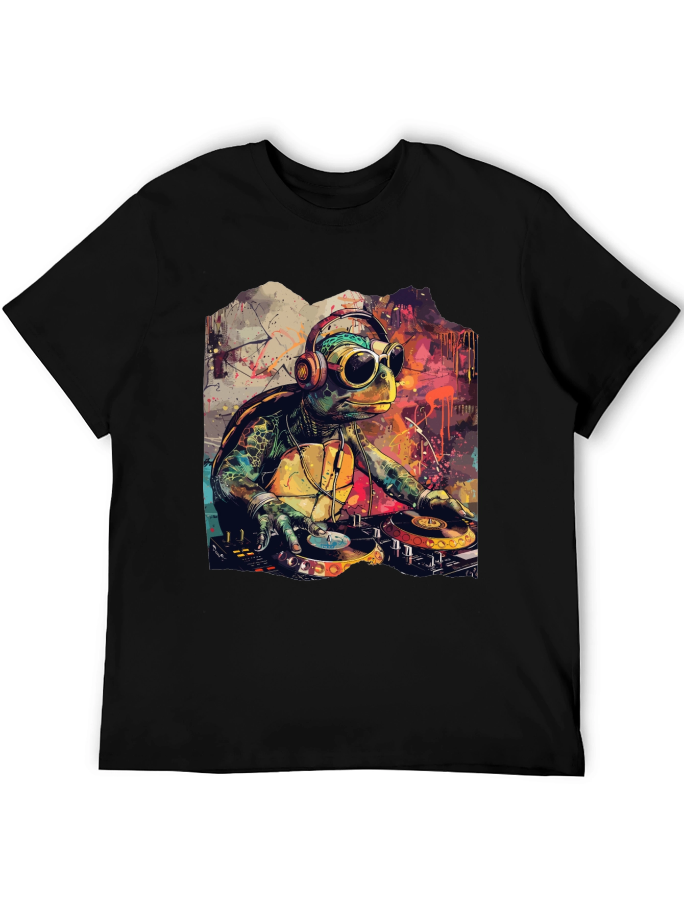 DJ Turtle Graphic Tee - Cool Cartoon Design