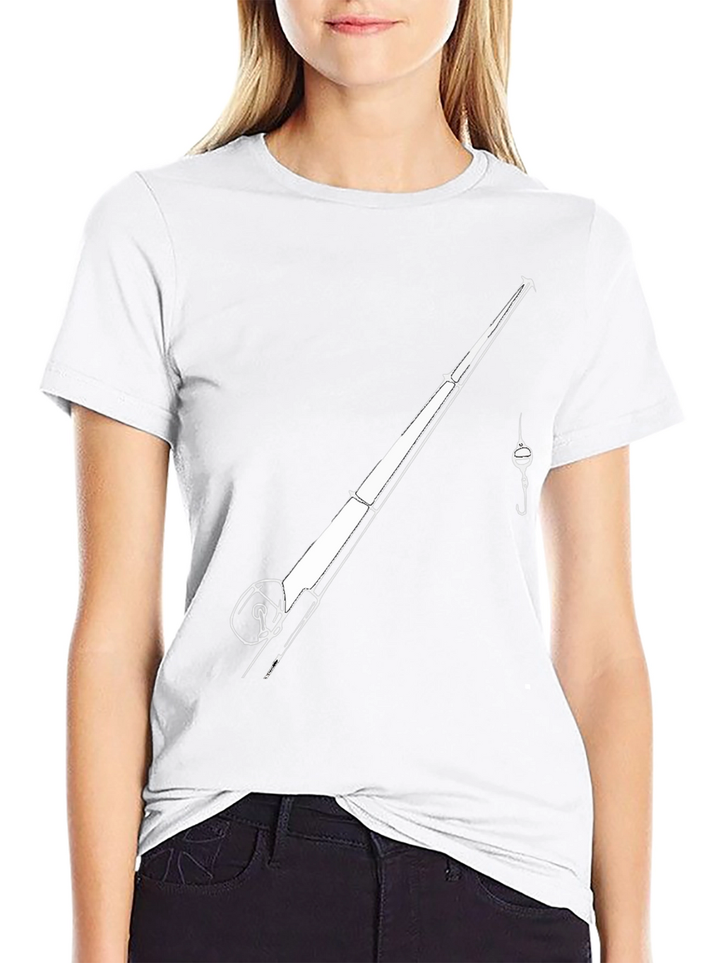 Fishing Rod Graphic Tee - Black Casual T-Shirt