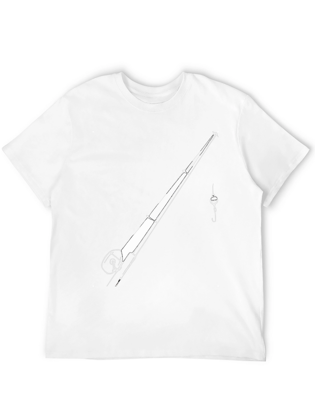 Fishing Rod Graphic Tee - Black Casual T-Shirt