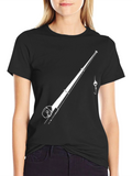Fishing Rod Graphic Tee - Black Casual T-Shirt