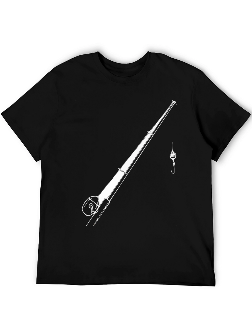 Fishing Rod Graphic Tee - Black Casual T-Shirt