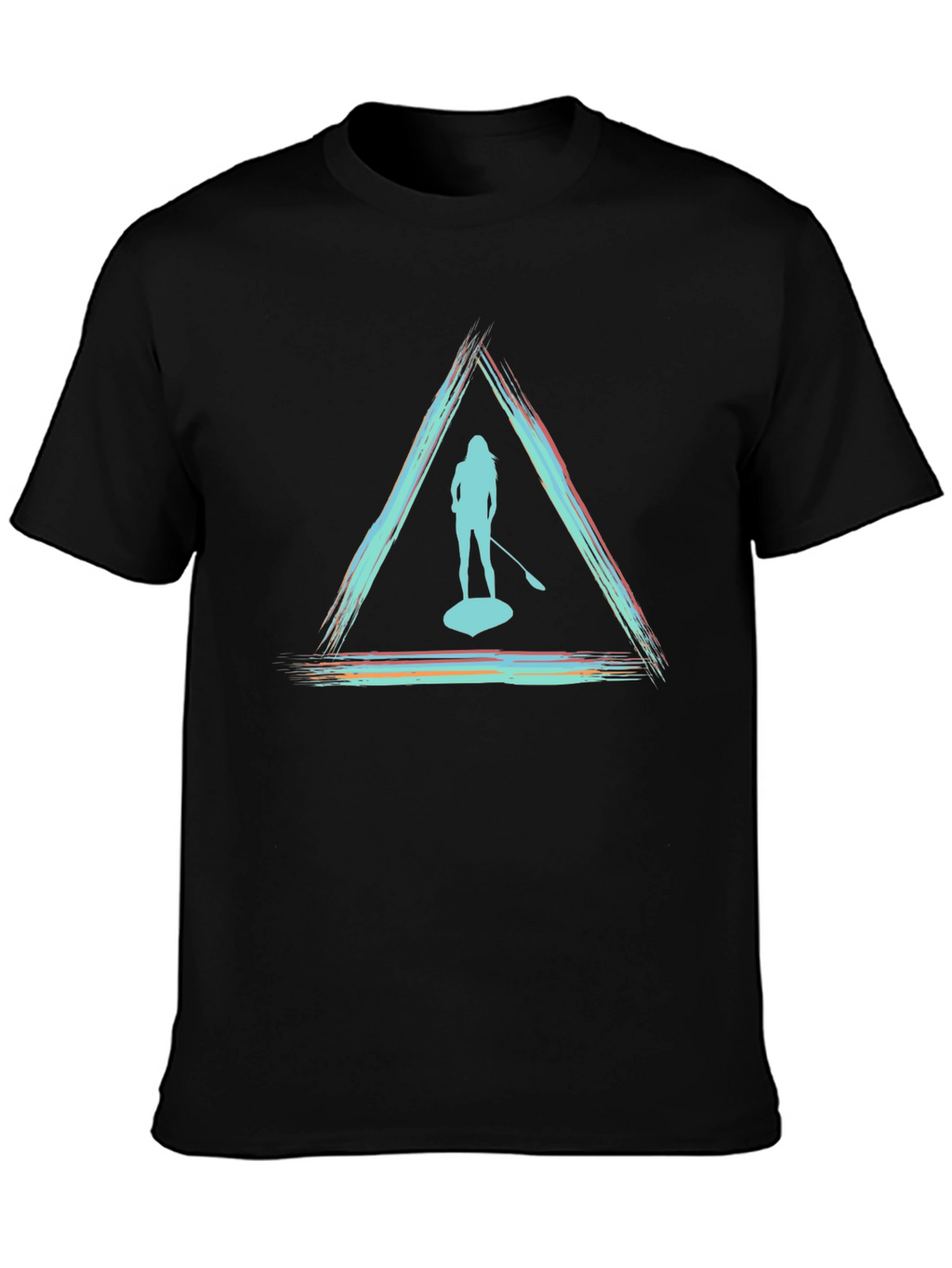 Paddleboarder Triangle Graphic Tee - Unisex Black T-Shirt