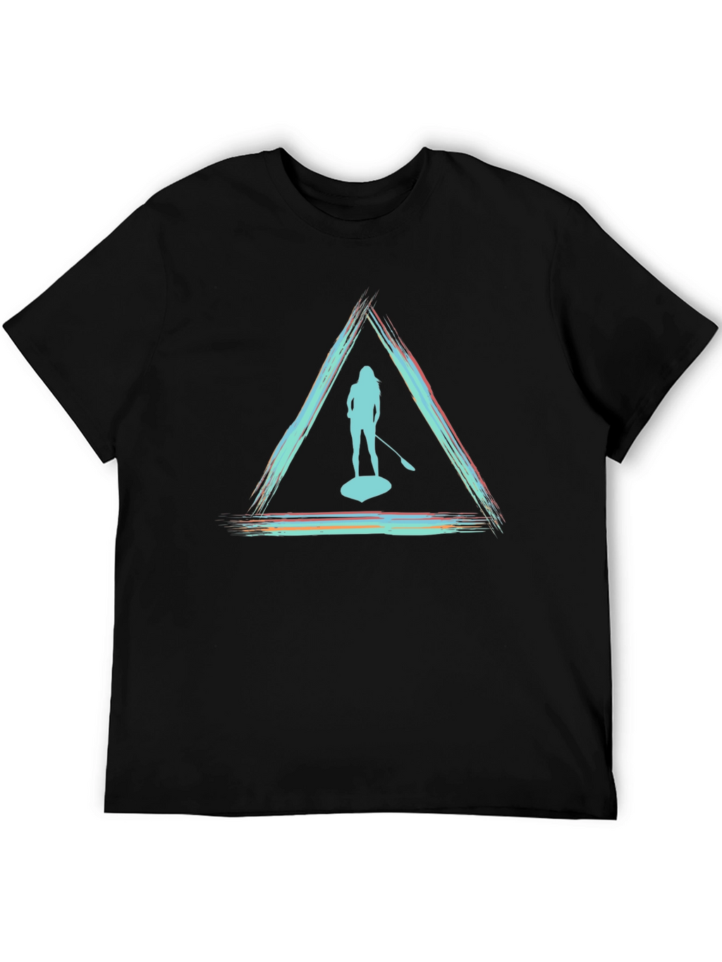Paddleboarder Triangle Graphic Tee - Unisex Black T-Shirt