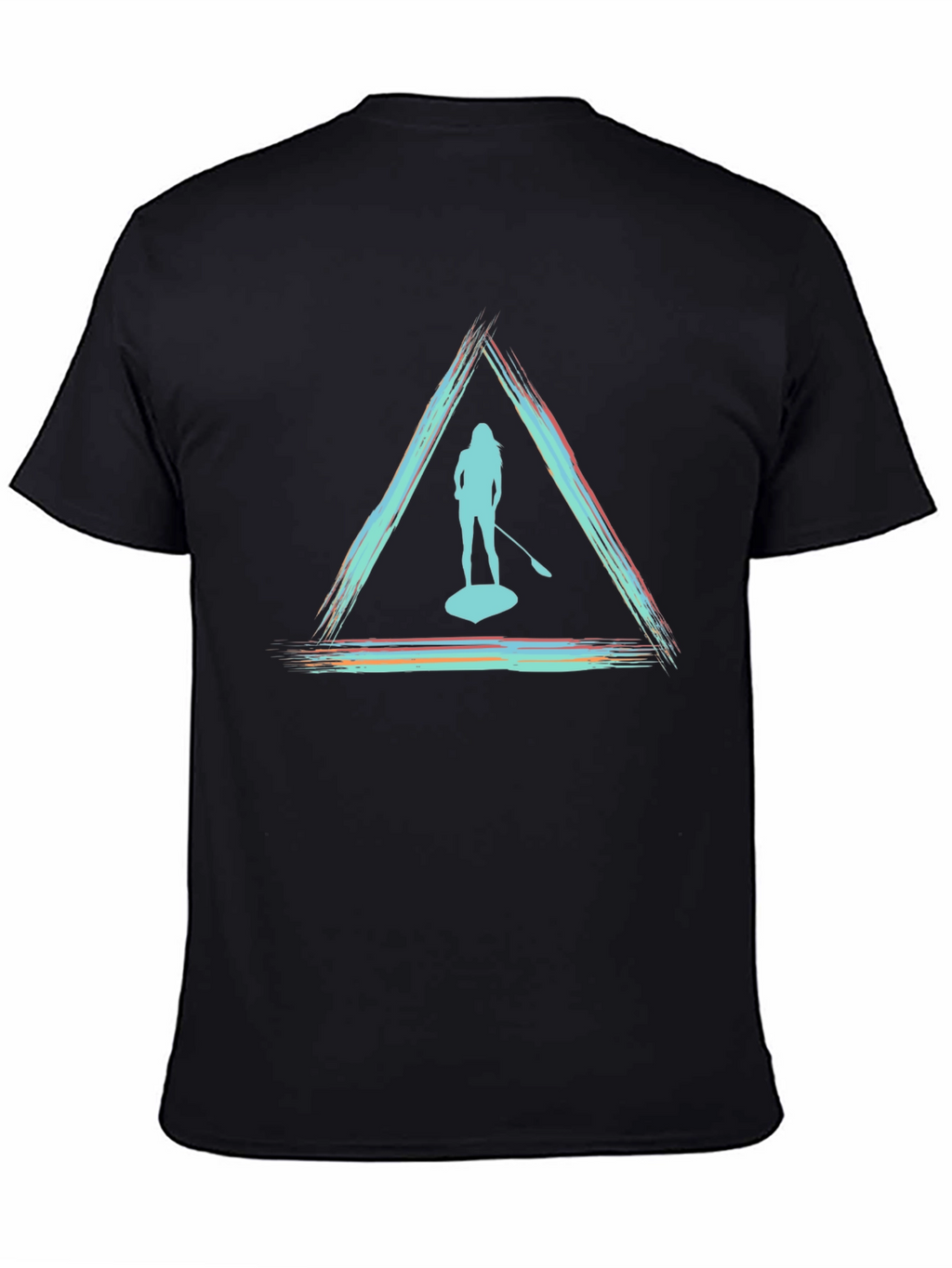 Paddleboarder Triangle Graphic Tee - Unisex Black T-Shirt