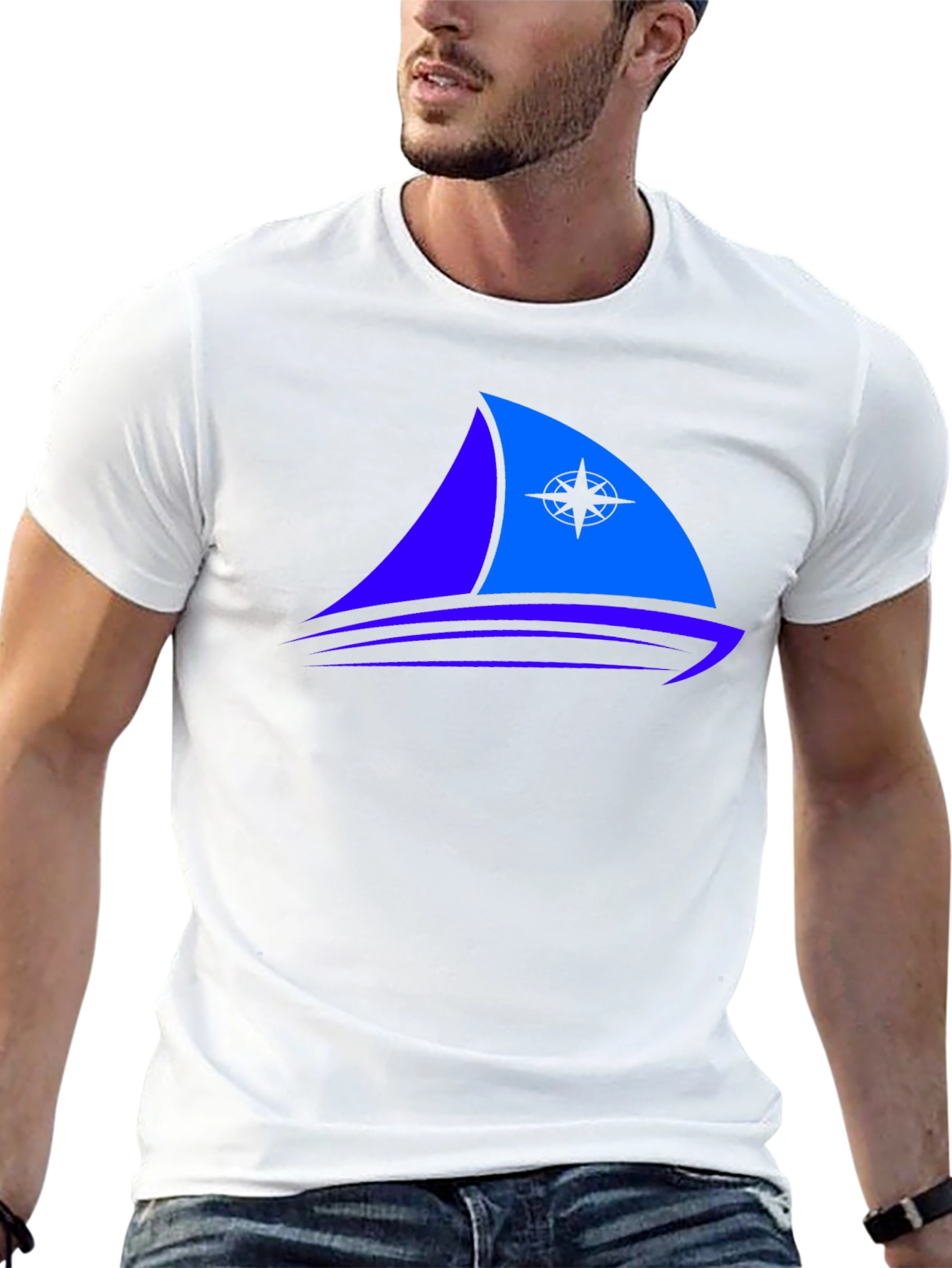 Nautical Sailboat Graphic Tee - Black