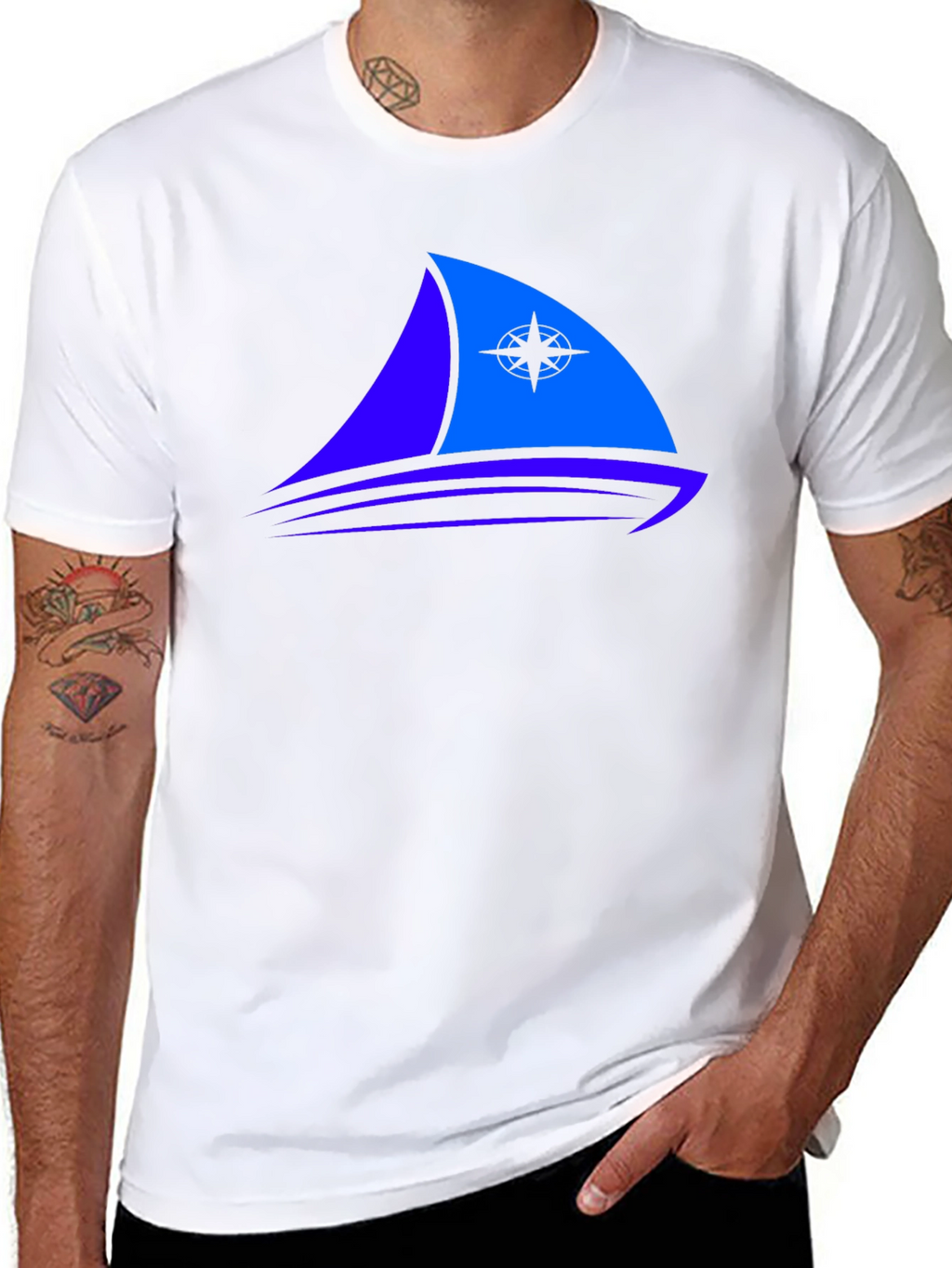 Nautical Sailboat Graphic Tee - Black