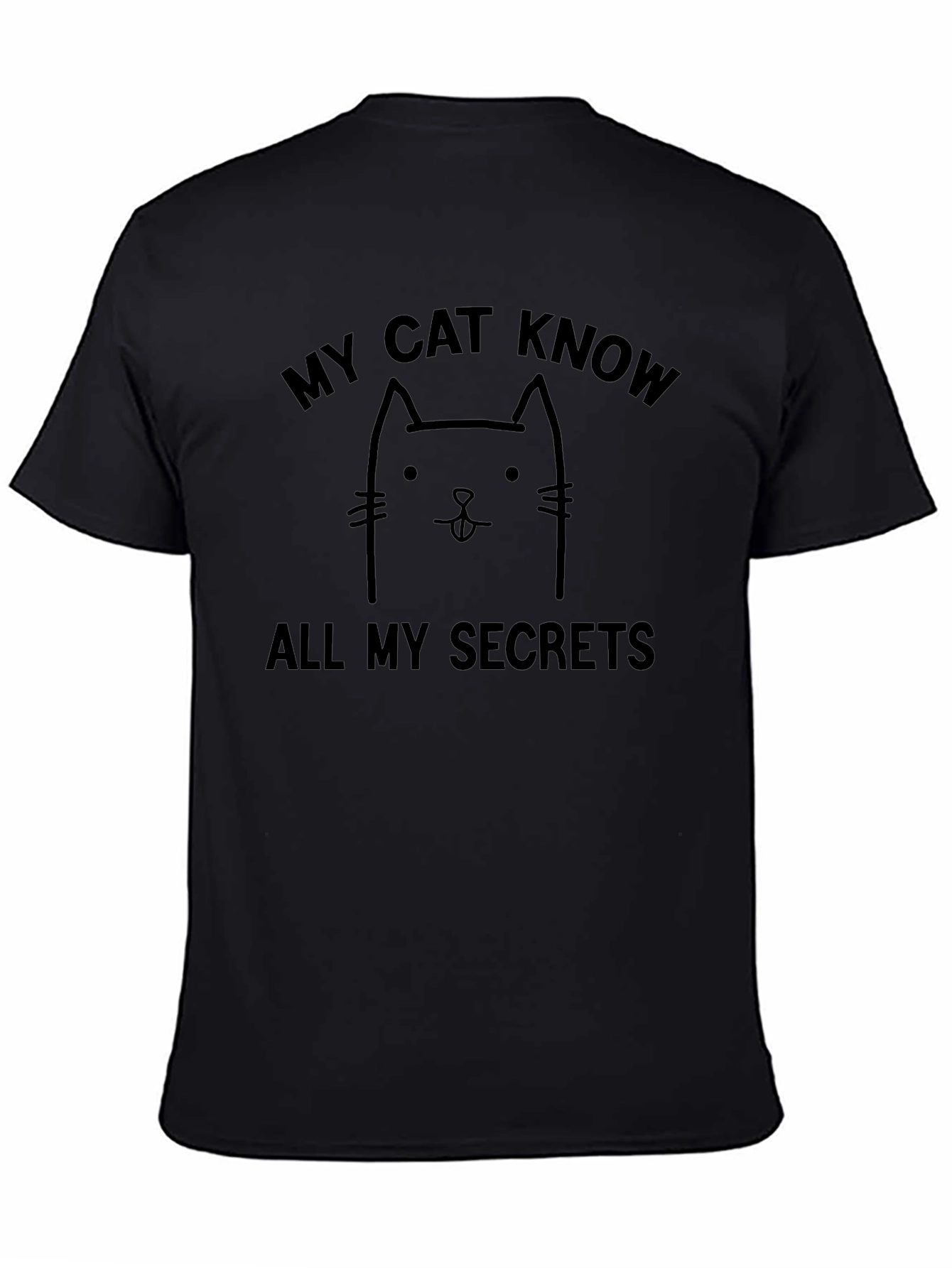 My Cat Knows All My Secrets Black Graphic Tee
