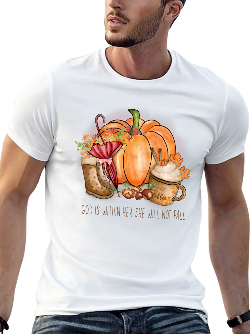 Fall Pumpkin T-Shirt - God is Within Her