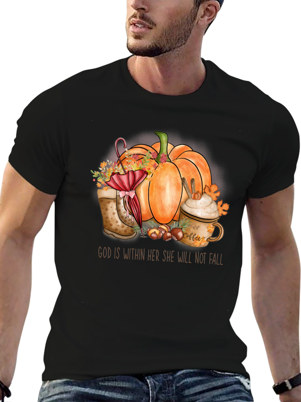 Fall Pumpkin T-Shirt - God is Within Her