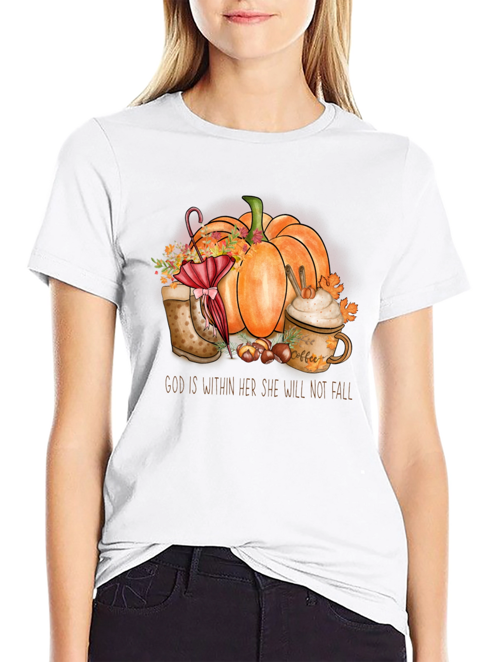 Fall Pumpkin T-Shirt - God is Within Her