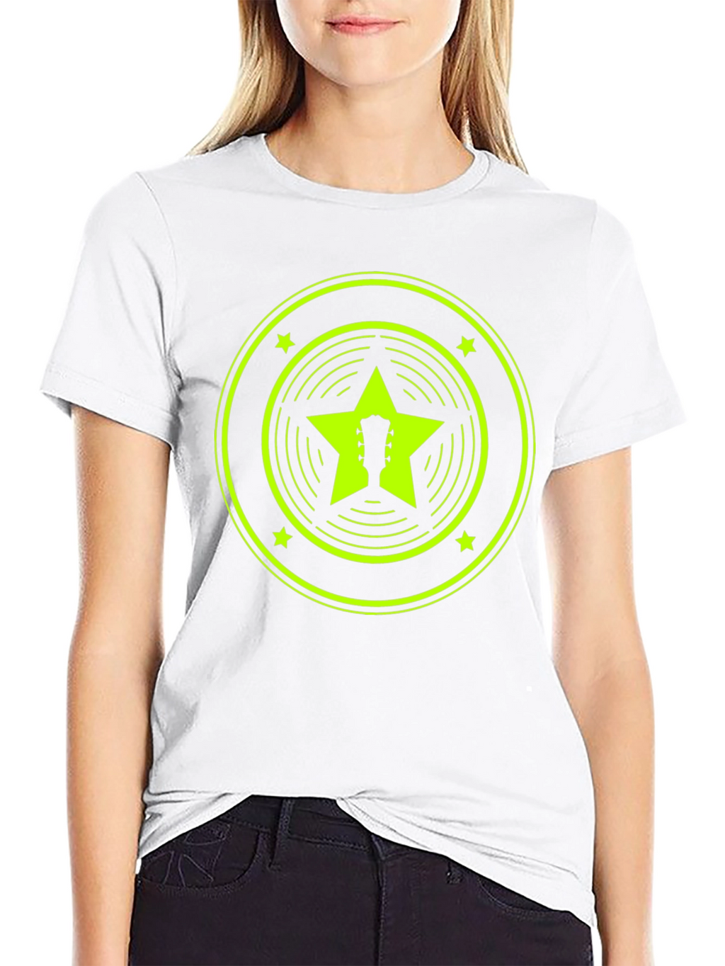 Retro Guitar Star Graphic Tee - Black