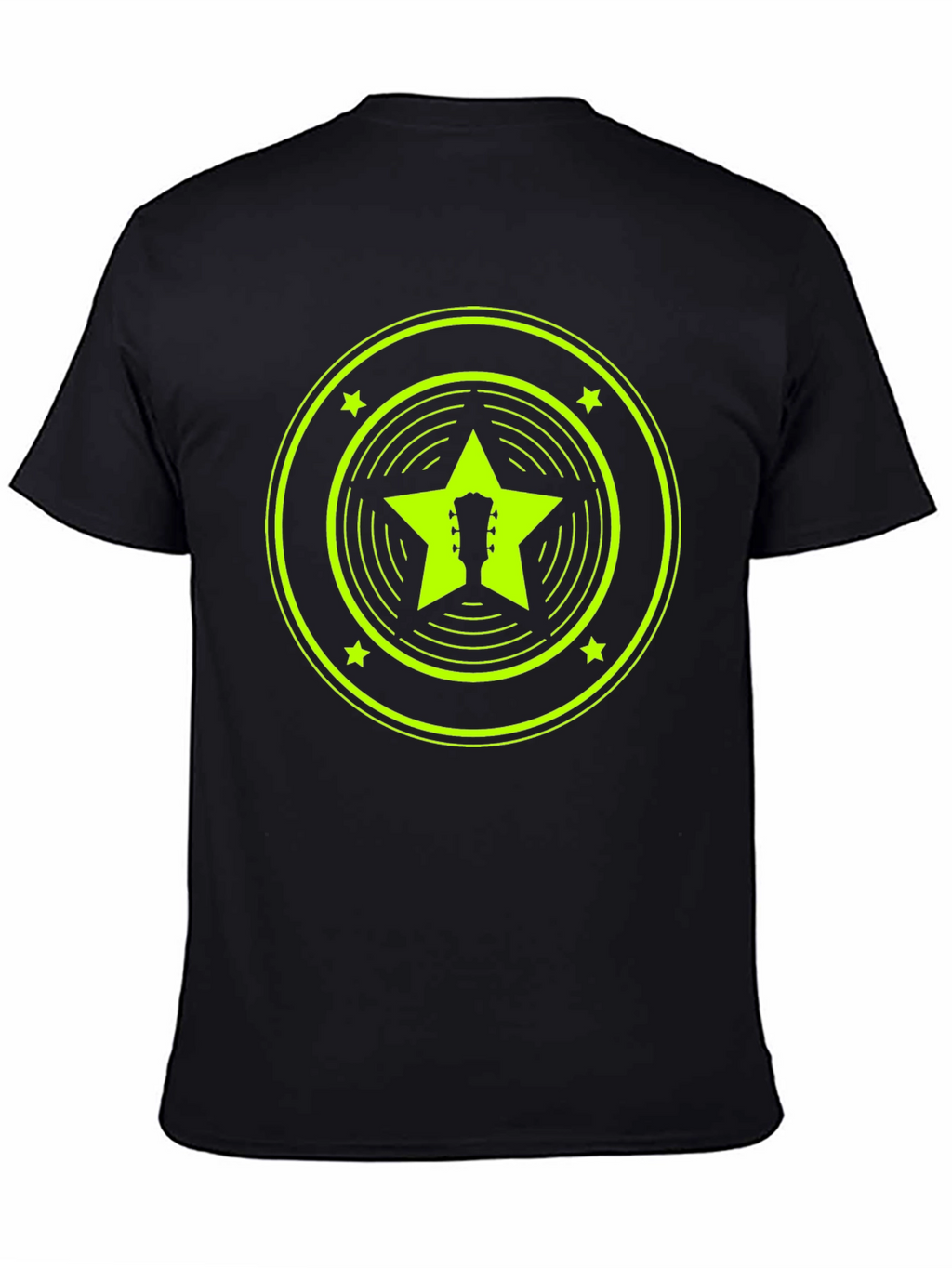 Retro Guitar Star Graphic Tee - Black