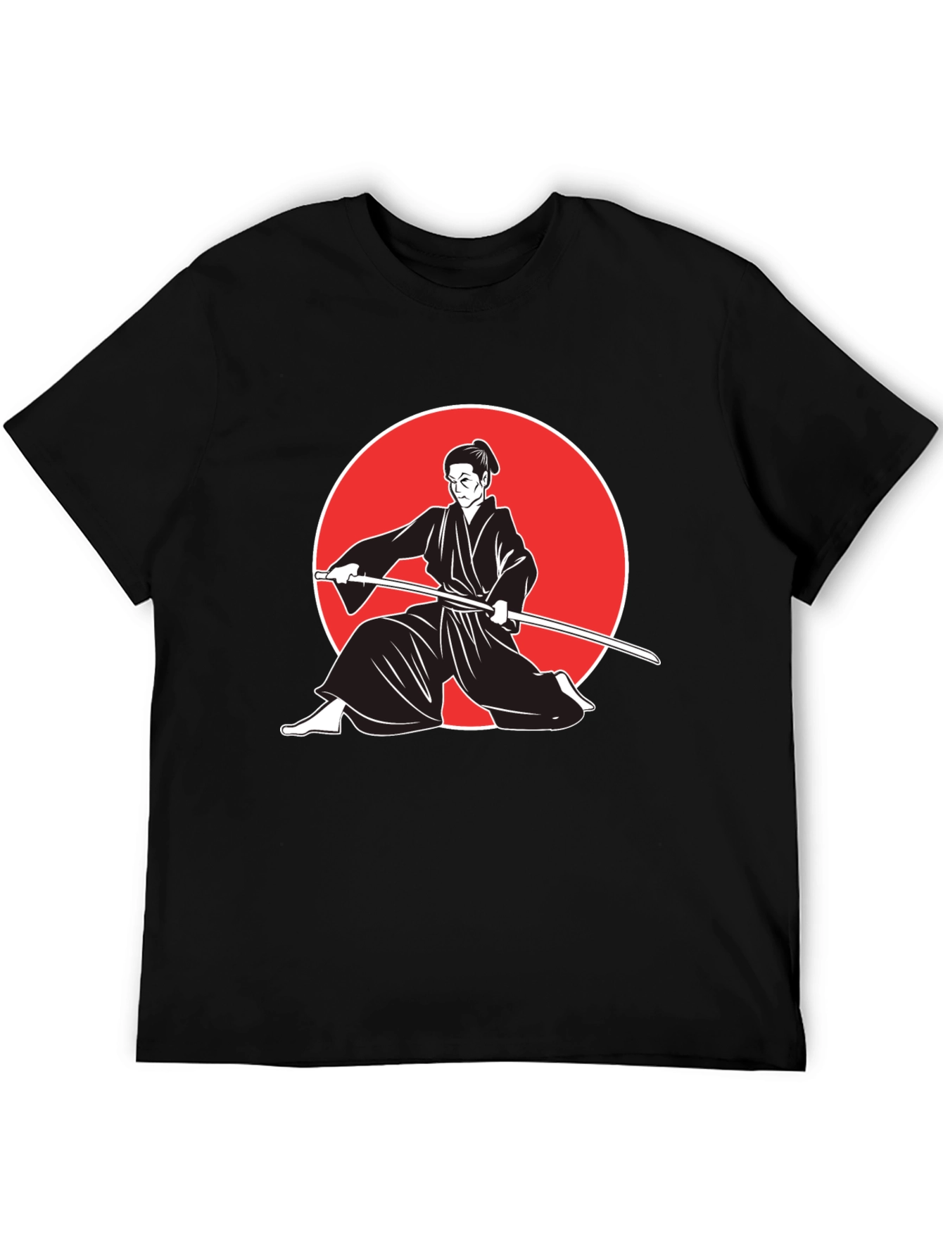 Samurai Graphic Tee - Black Cotton Martial Arts T-Shirt