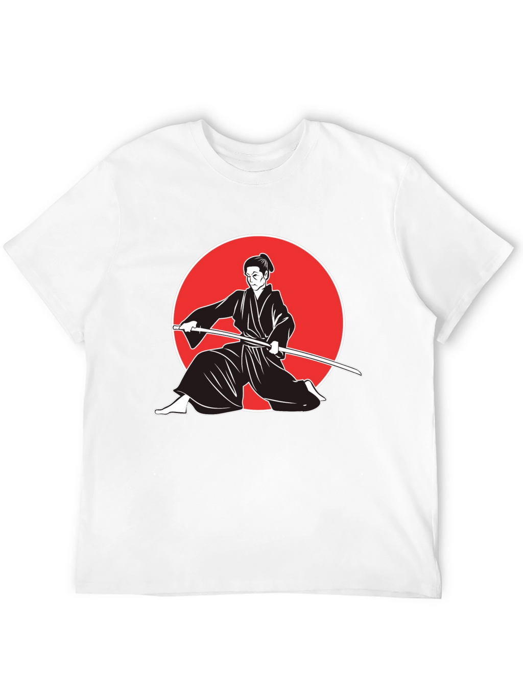 Samurai Graphic Tee - Black Cotton Martial Arts T-Shirt