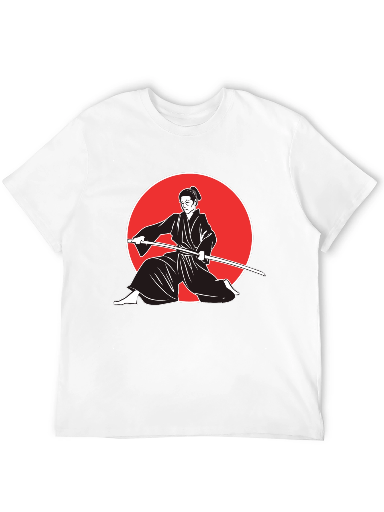 Samurai Graphic Tee - Black Cotton Martial Arts T-Shirt