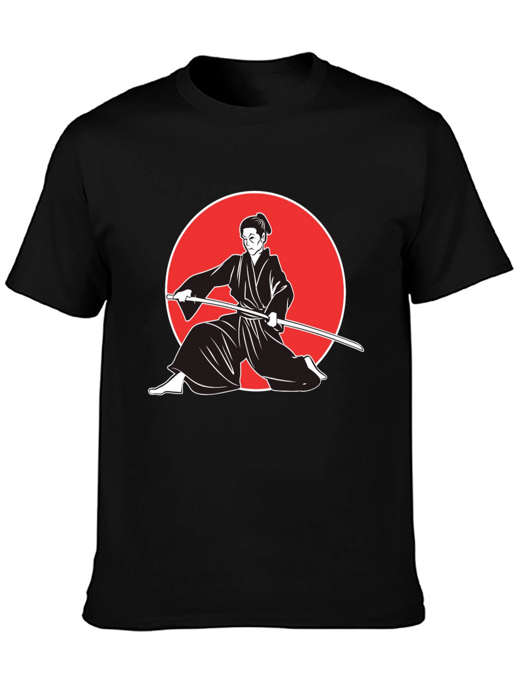Samurai Graphic Tee - Black Cotton Martial Arts T-Shirt