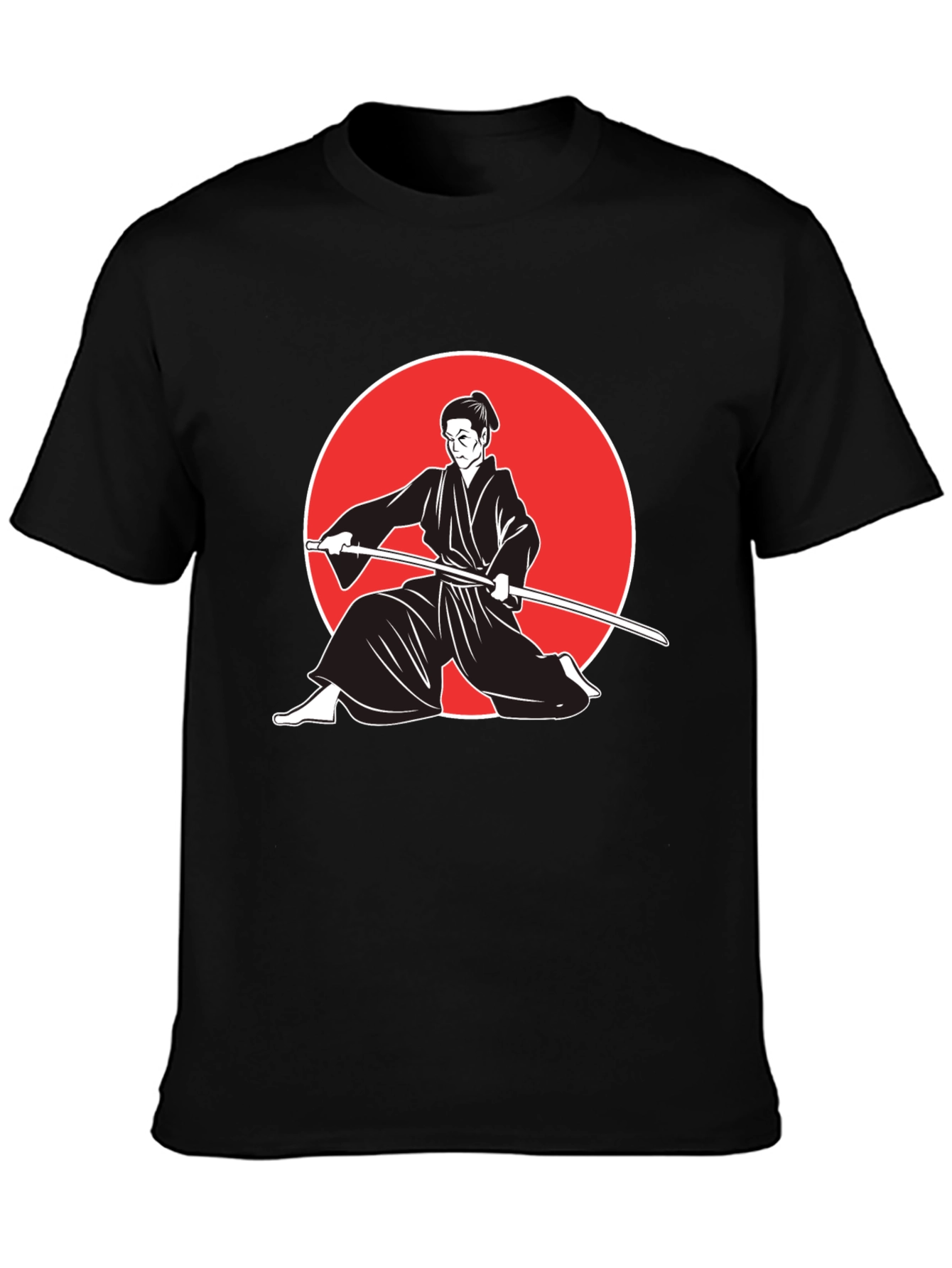 Samurai Graphic Tee - Black Cotton Martial Arts T-Shirt