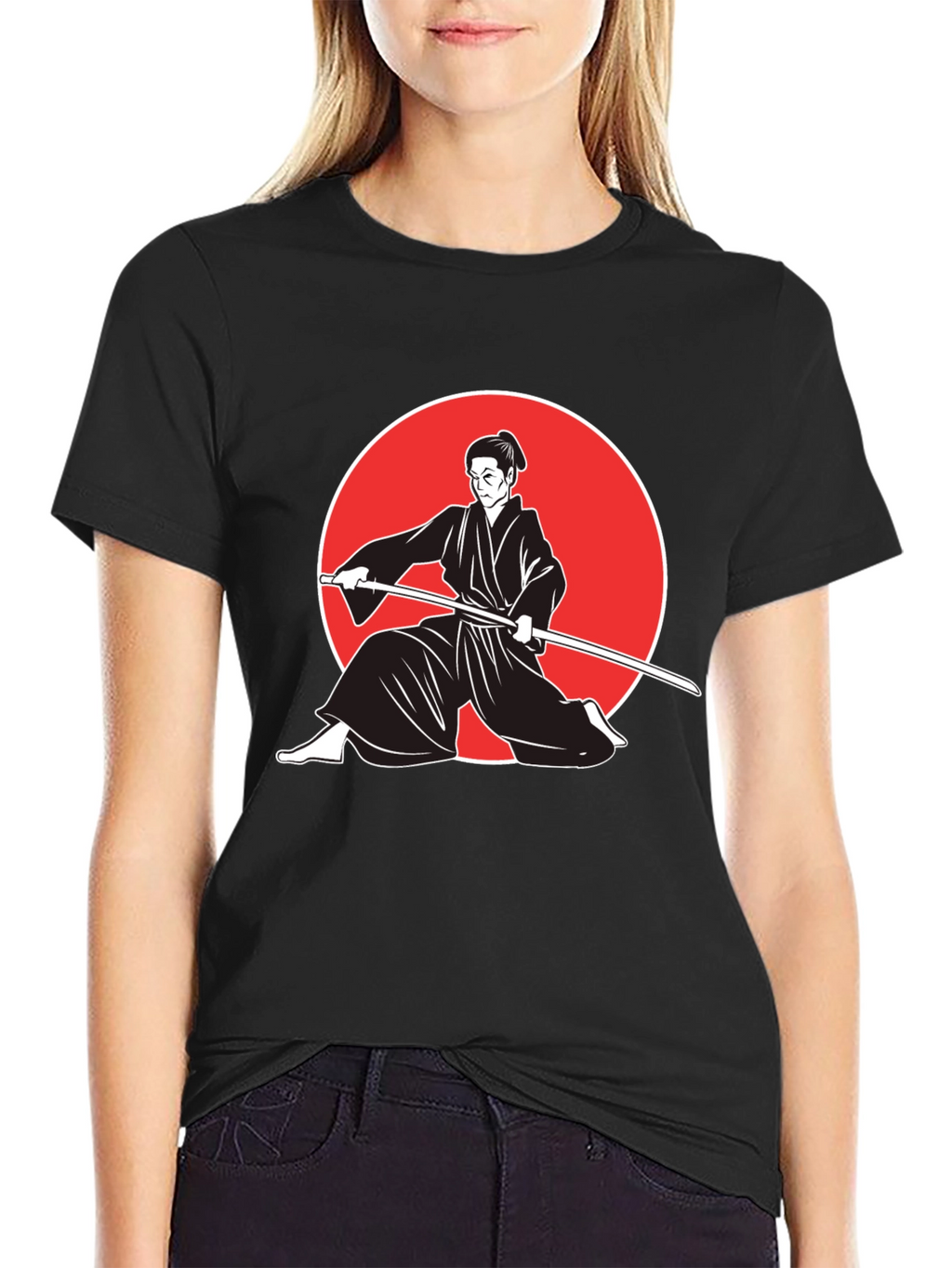 Samurai Graphic Tee - Black Cotton Martial Arts T-Shirt