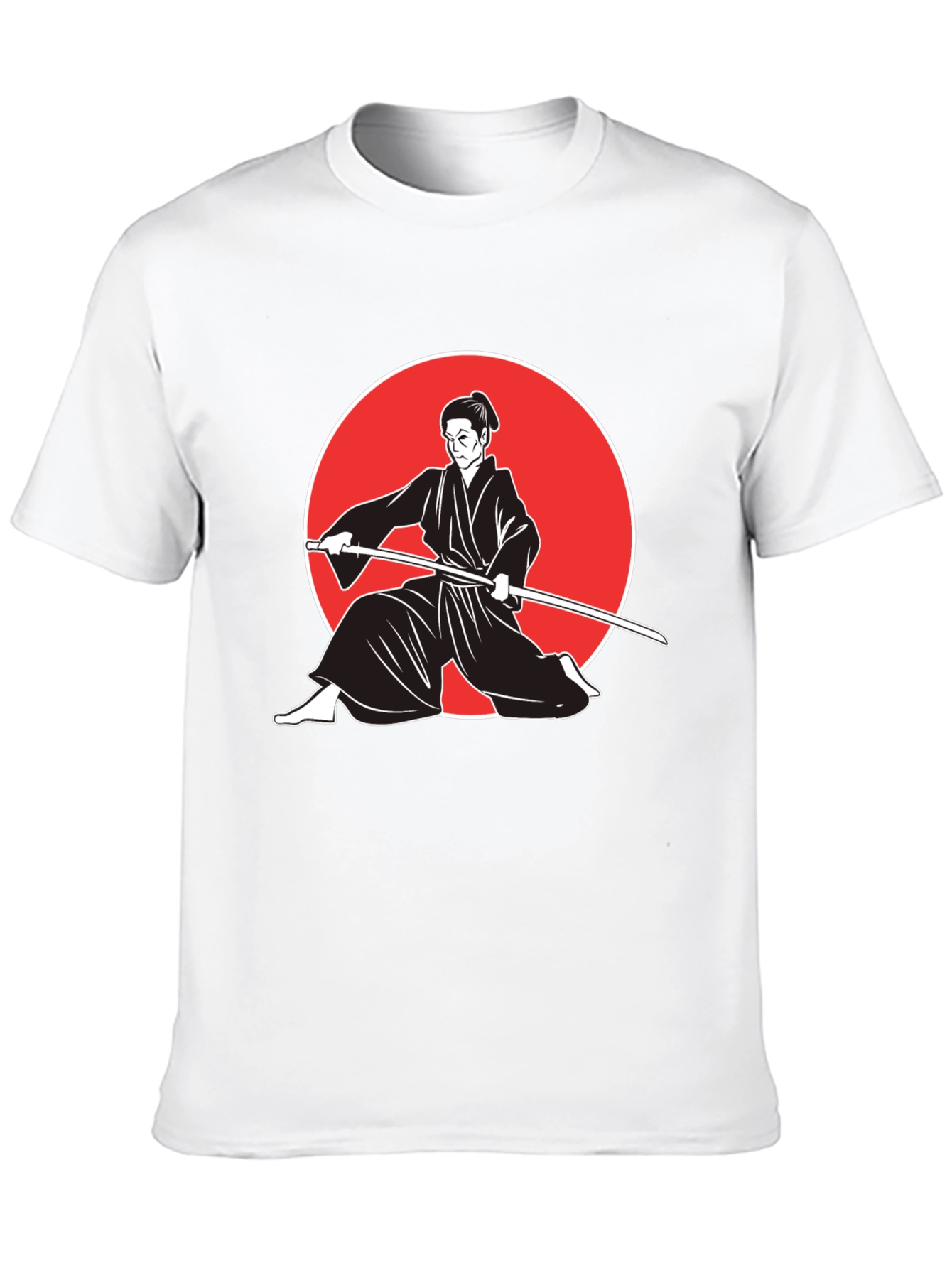Samurai Graphic Tee - Black Cotton Martial Arts T-Shirt