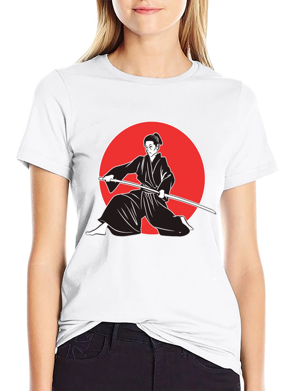 Samurai Graphic Tee - Black Cotton Martial Arts T-Shirt