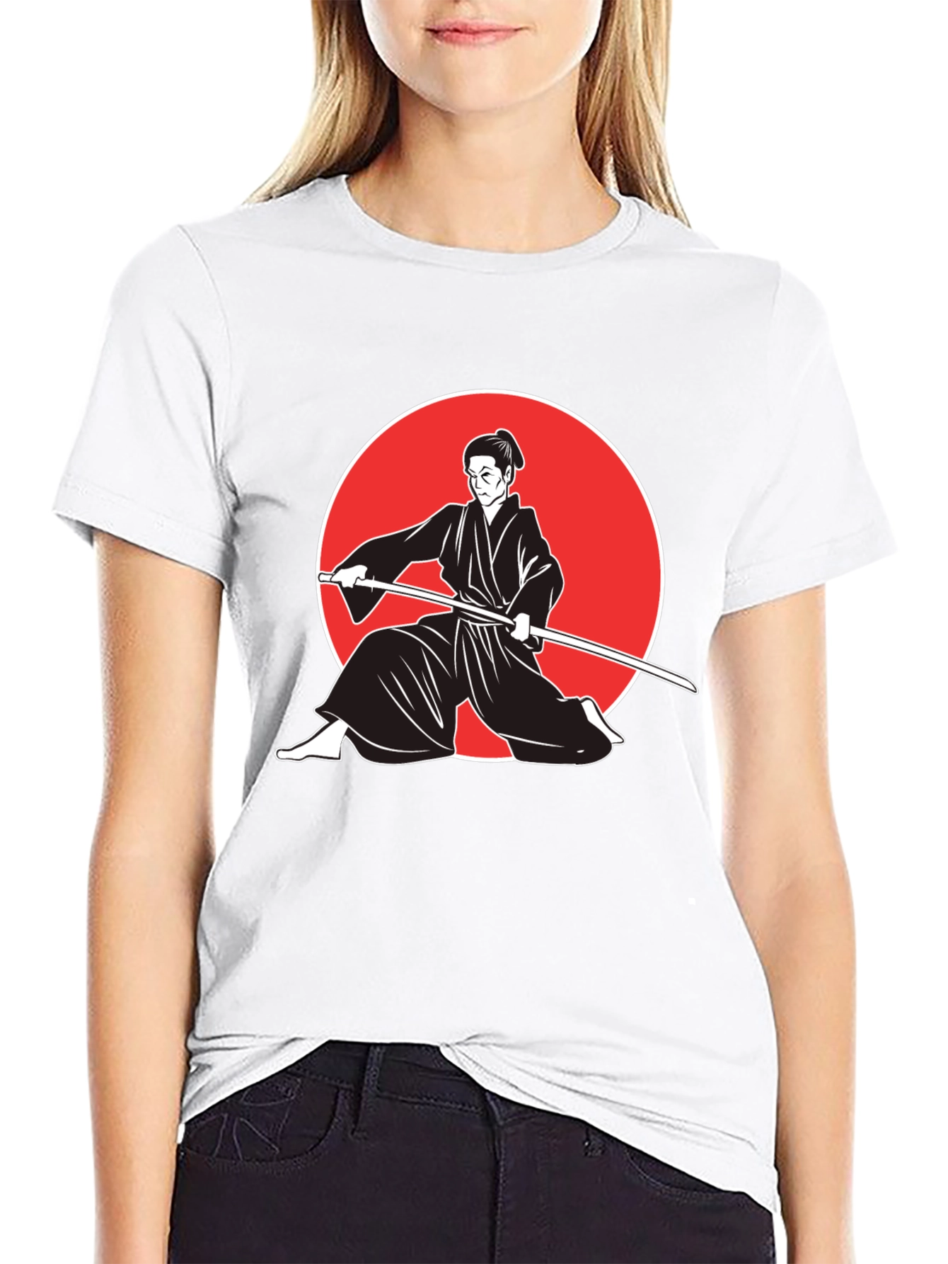 Samurai Graphic Tee - Black Cotton Martial Arts T-Shirt