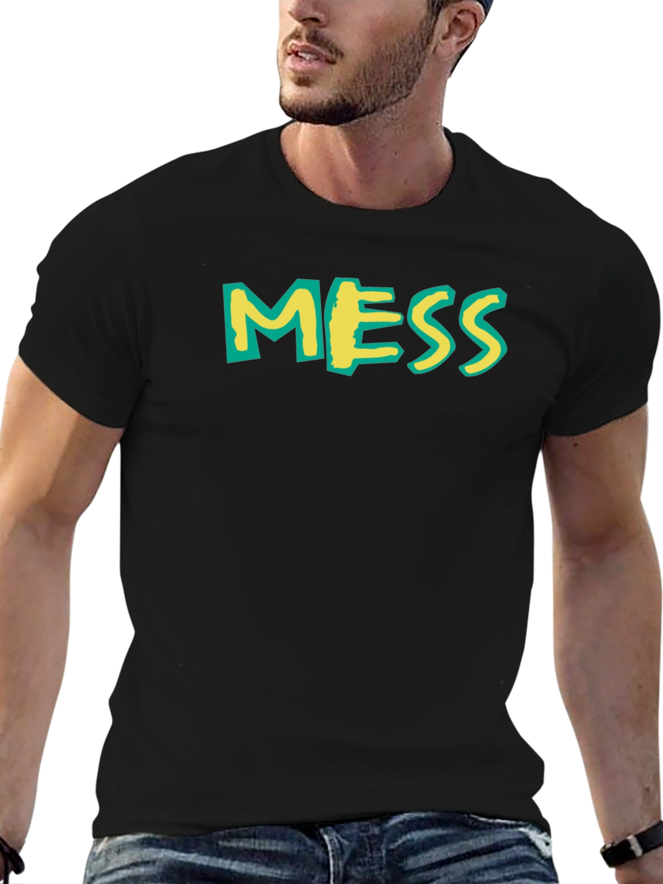 MESS Graphic Tee - Casual Black T-Shirt