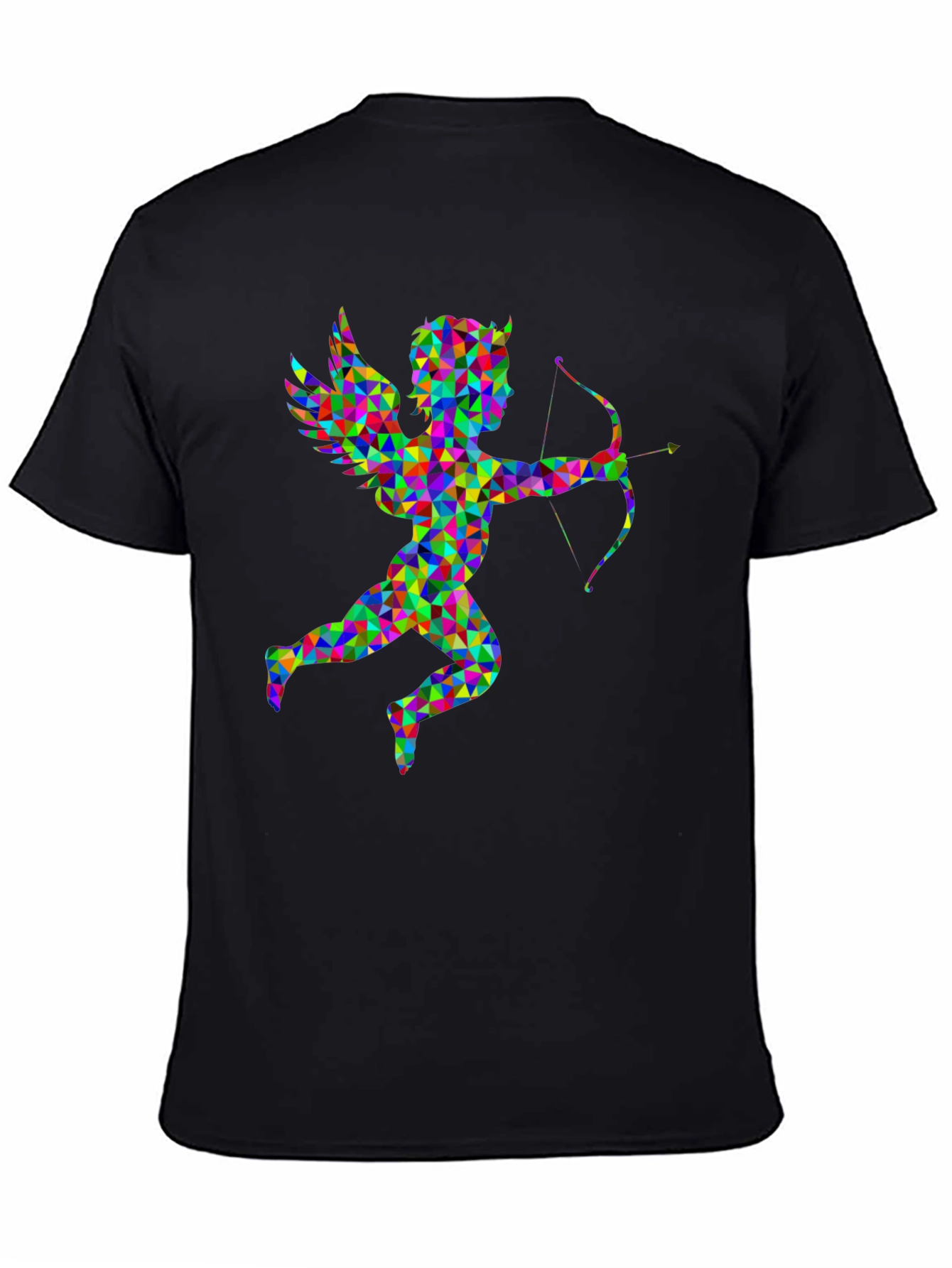 Geometric Cupid Graphic Black T-Shirt