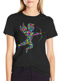 Geometric Cupid Graphic Black T-Shirt