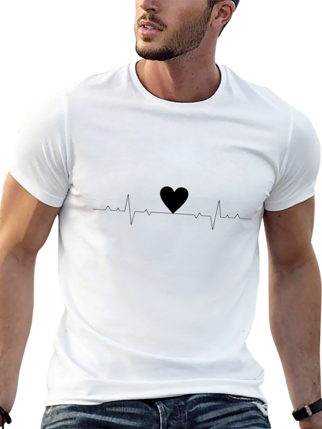 Heartbeat Graphic Tee - Stylish Black T-Shirt