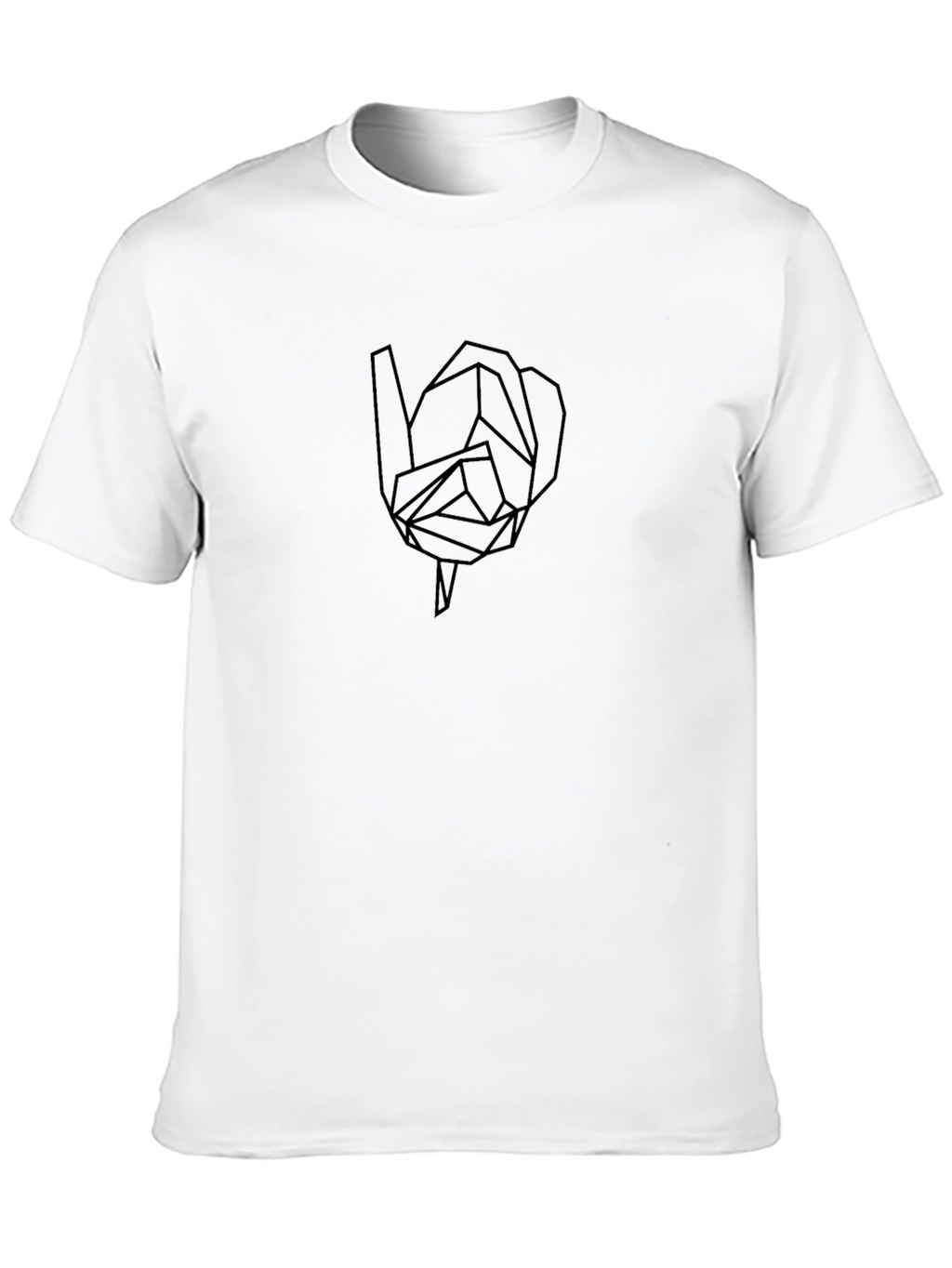 Geometric Rose Graphic Tee - Modern Black T-Shirt