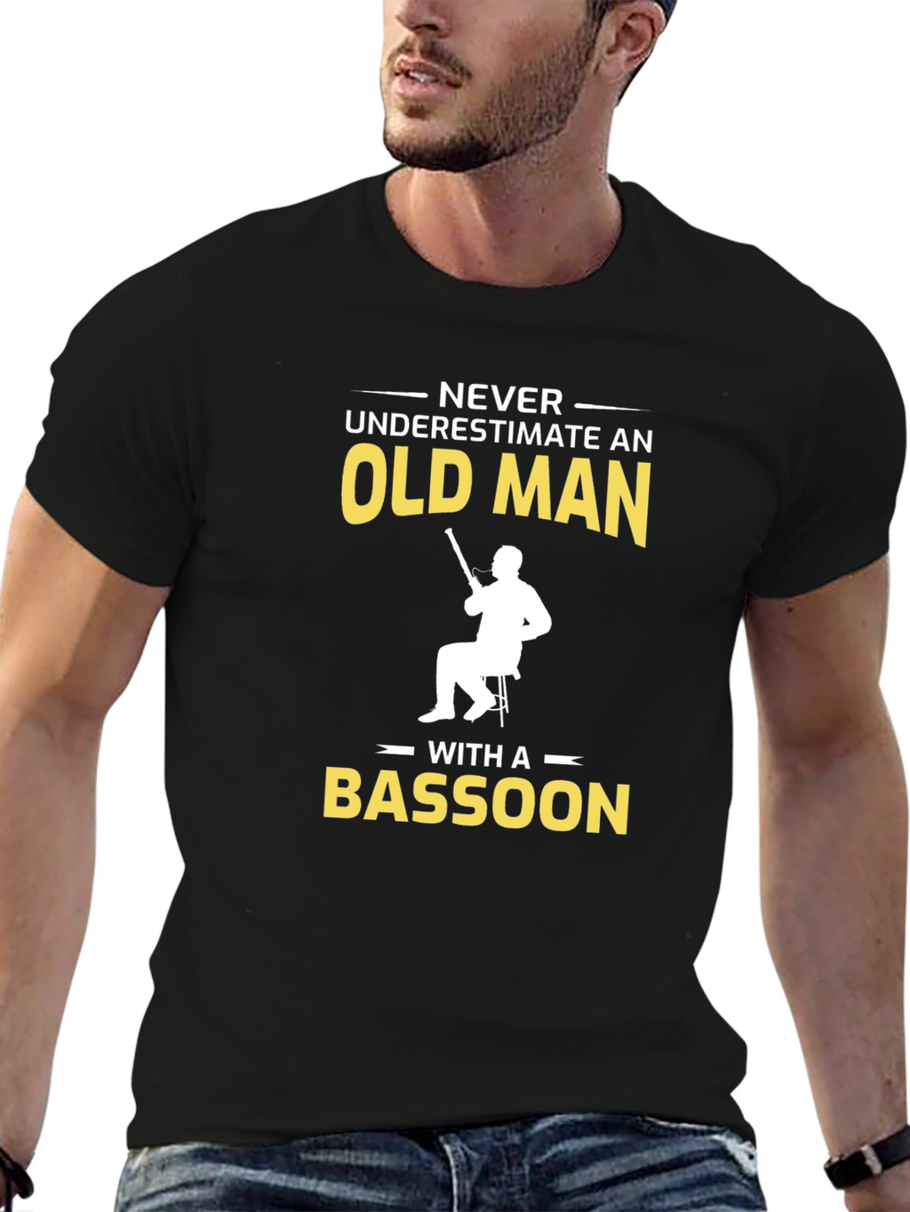 Never Underestimate Bassoon Old Man T-Shirt
