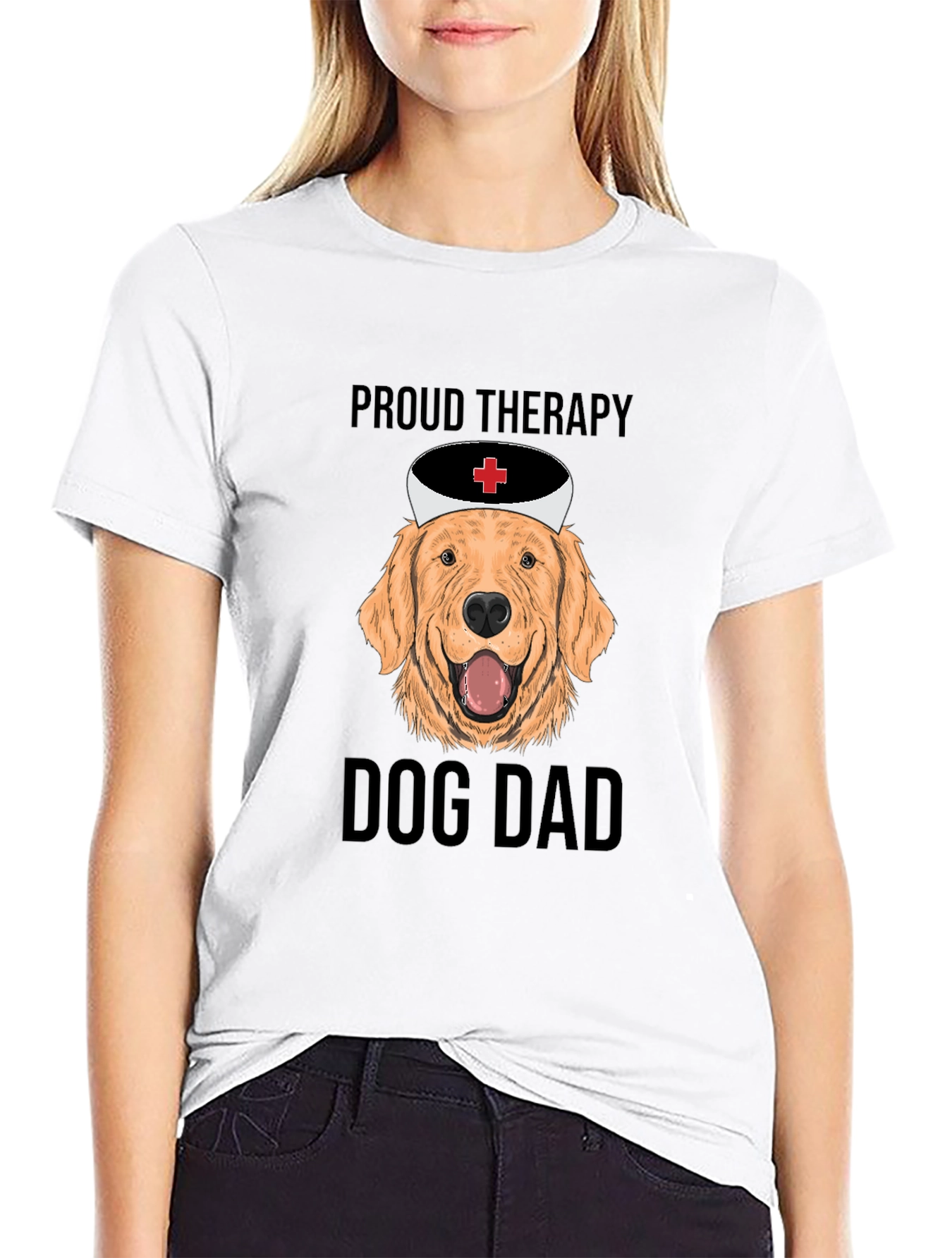 Proud Therapy Dog Dad T-Shirt - Golden Retriever