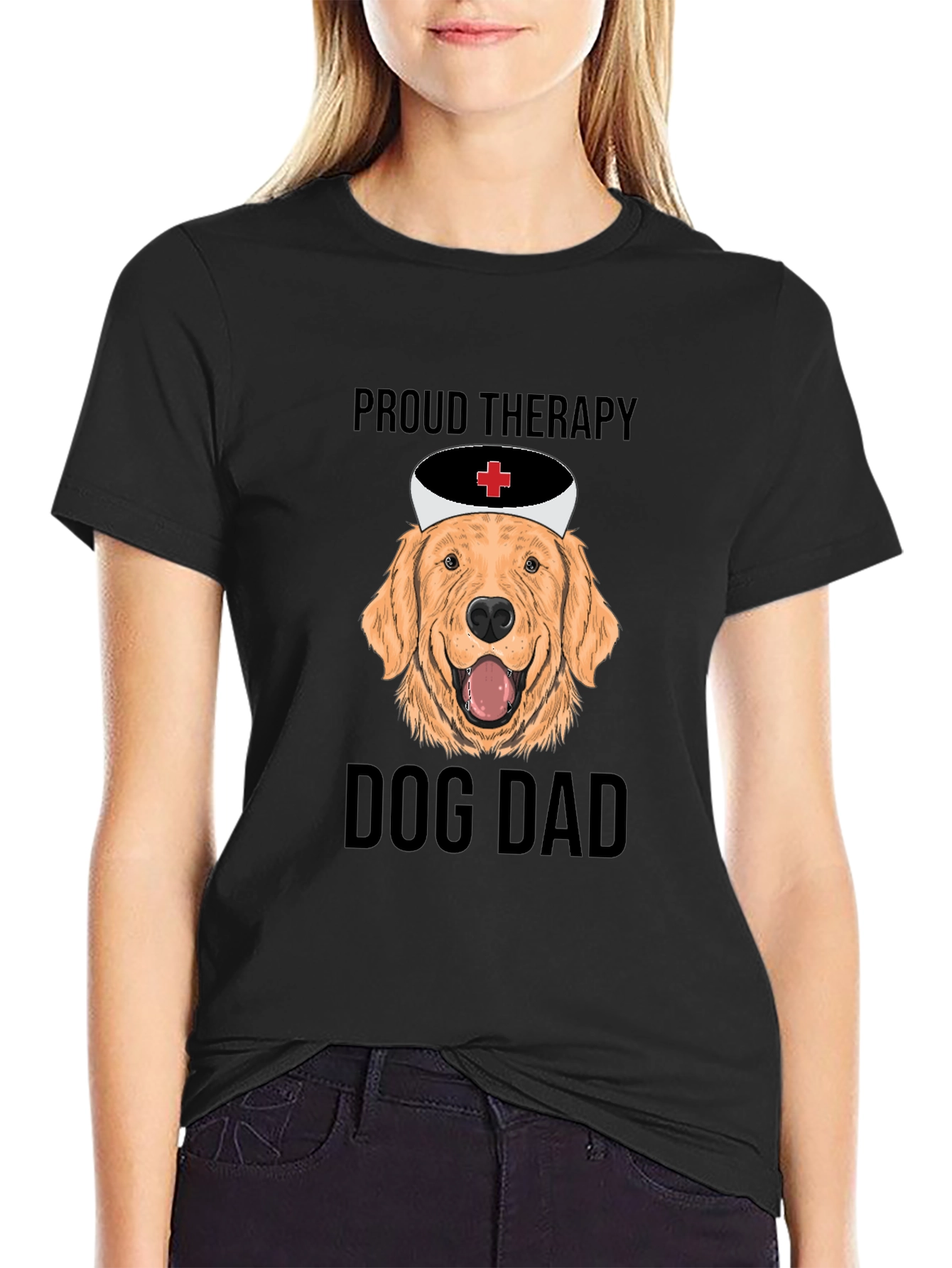 Proud Therapy Dog Dad T-Shirt - Golden Retriever