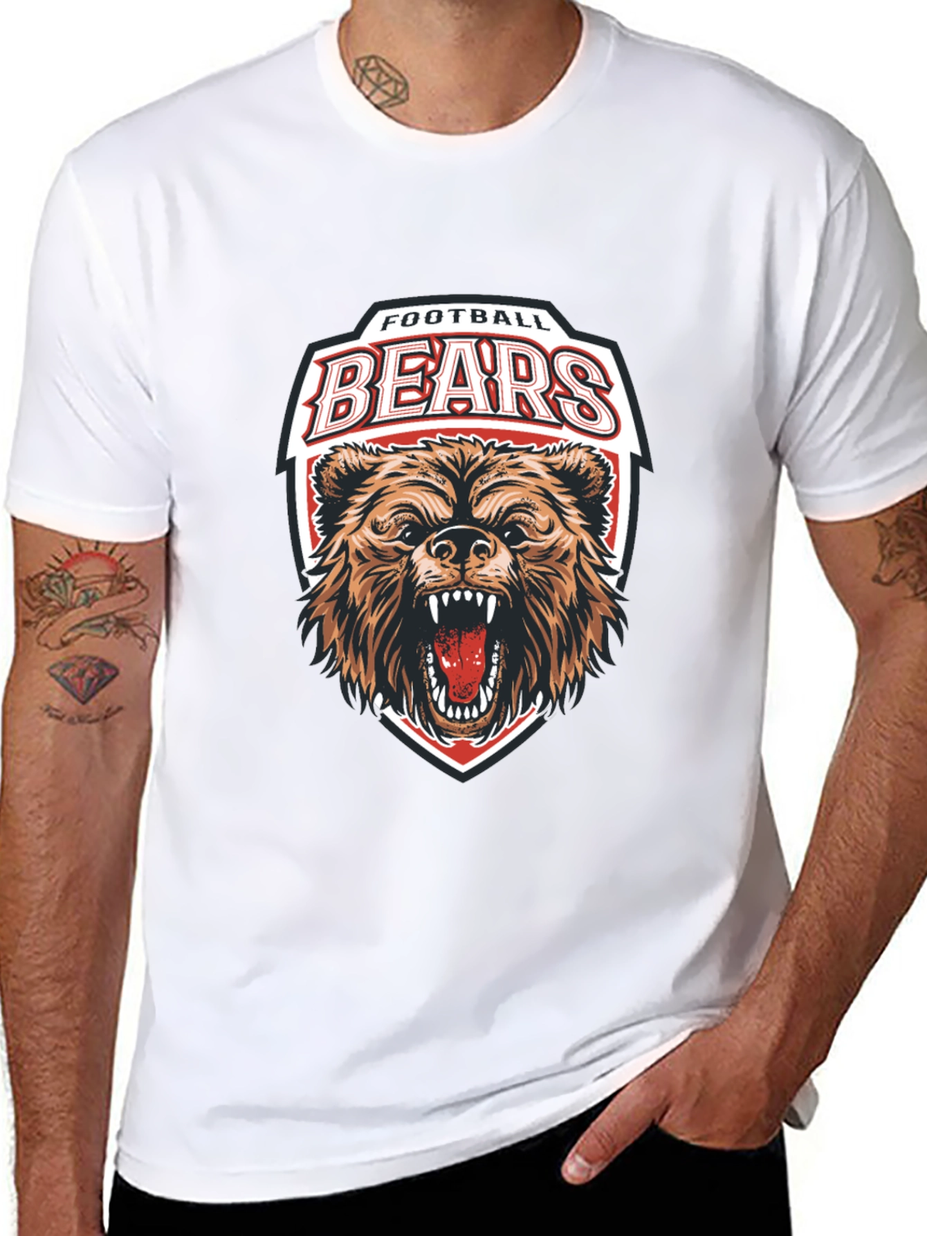 Football Bears Graphic Tee - Black