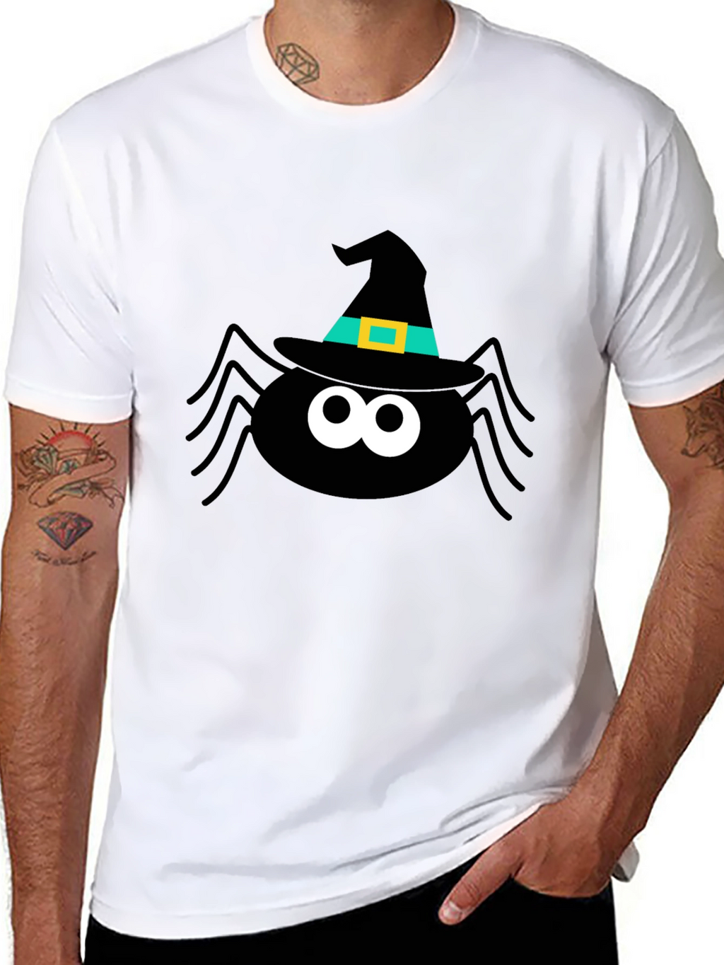 Halloween Spider Witch Hat Graphic Tee
