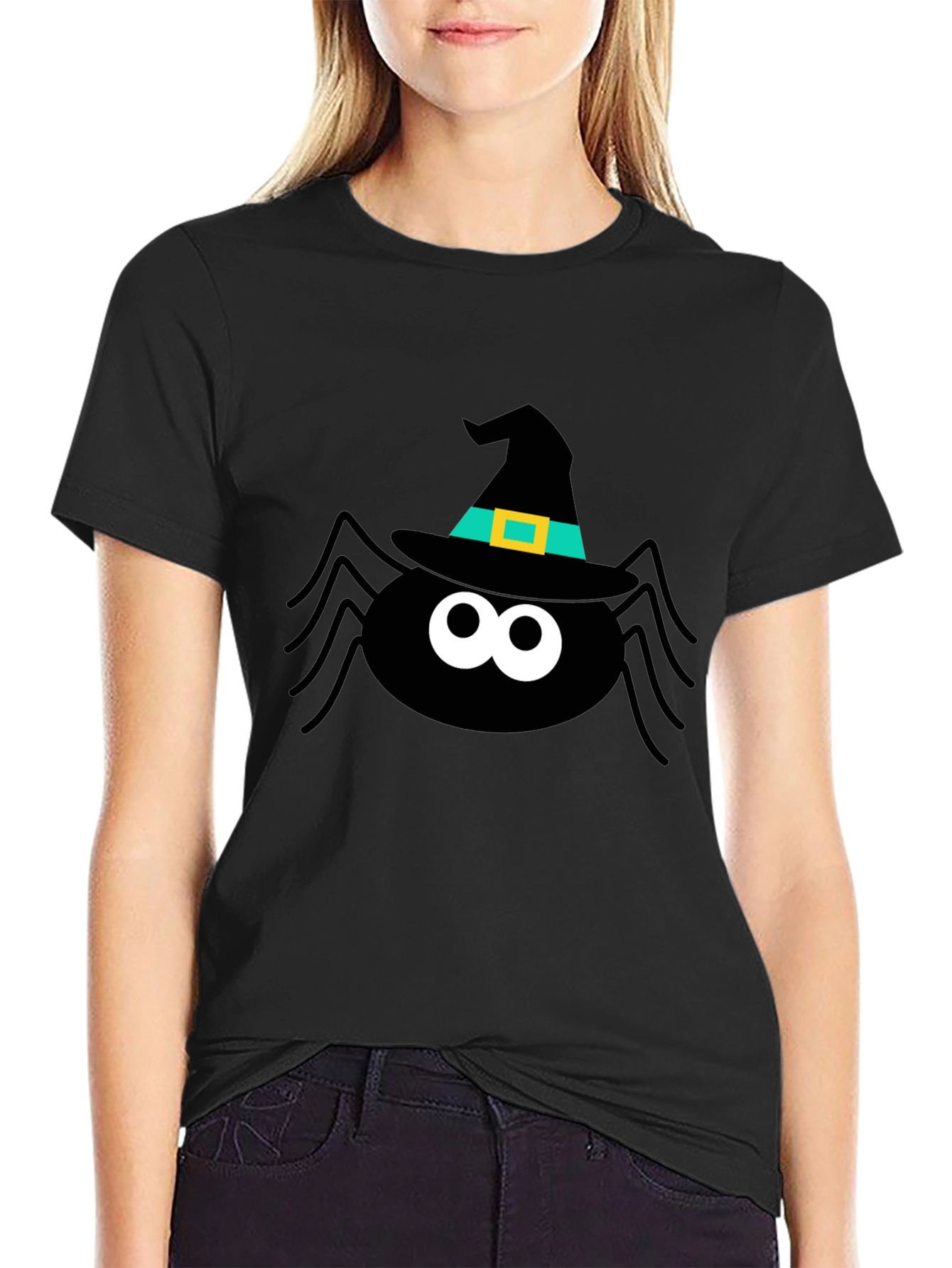 Halloween Spider Witch Hat Graphic Tee