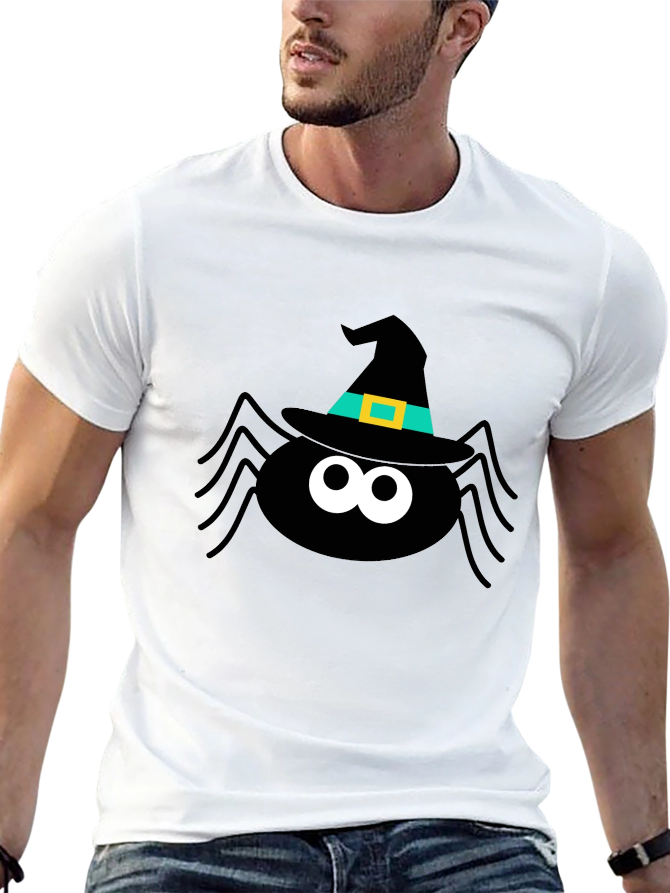 Halloween Spider Witch Hat Graphic Tee