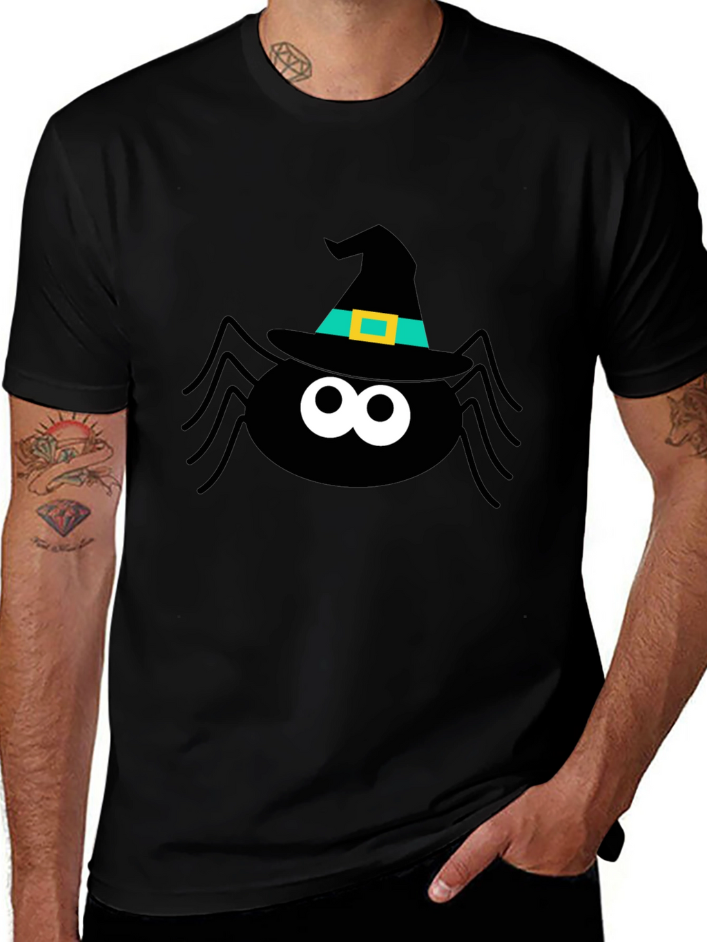 Halloween Spider Witch Hat Graphic Tee