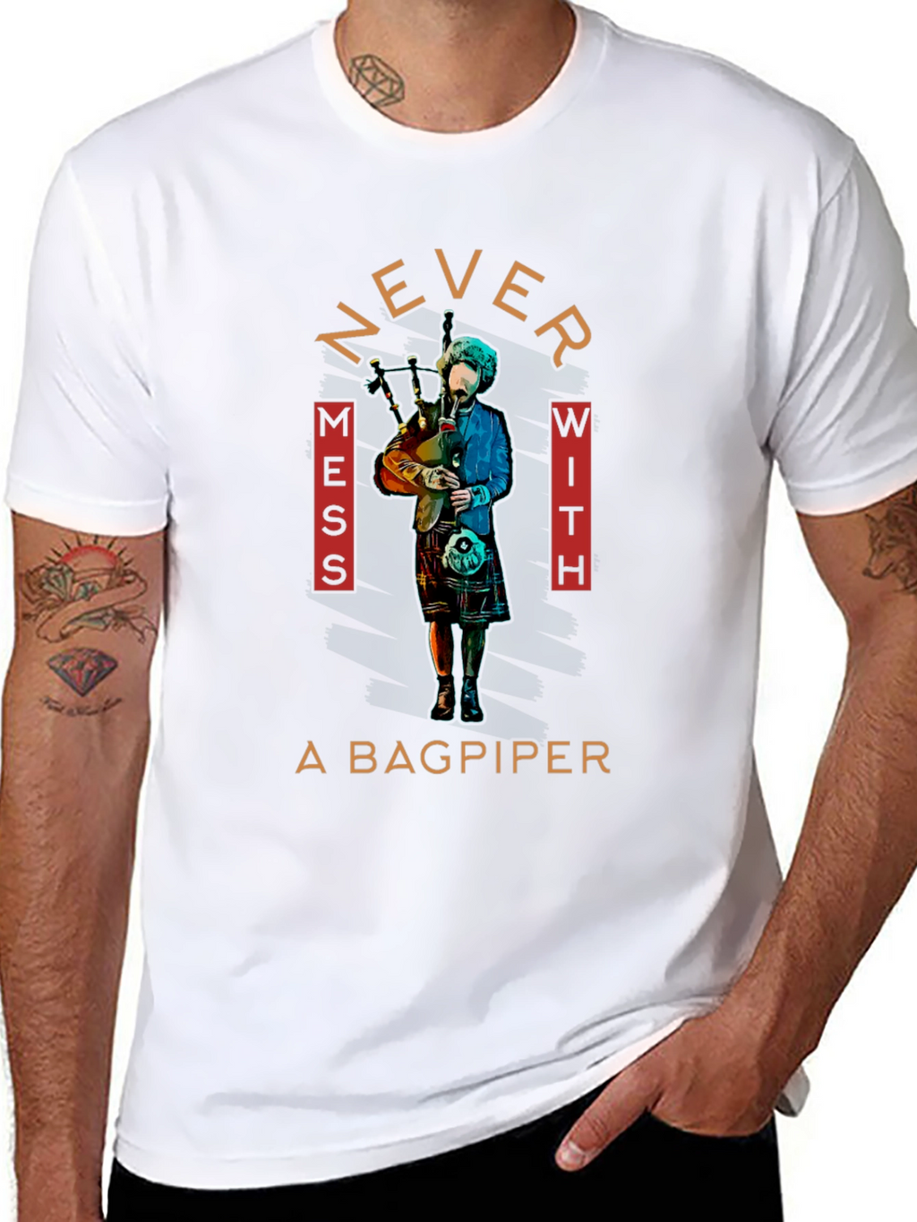 Never Mess with A Bagpiper Graphic Tee