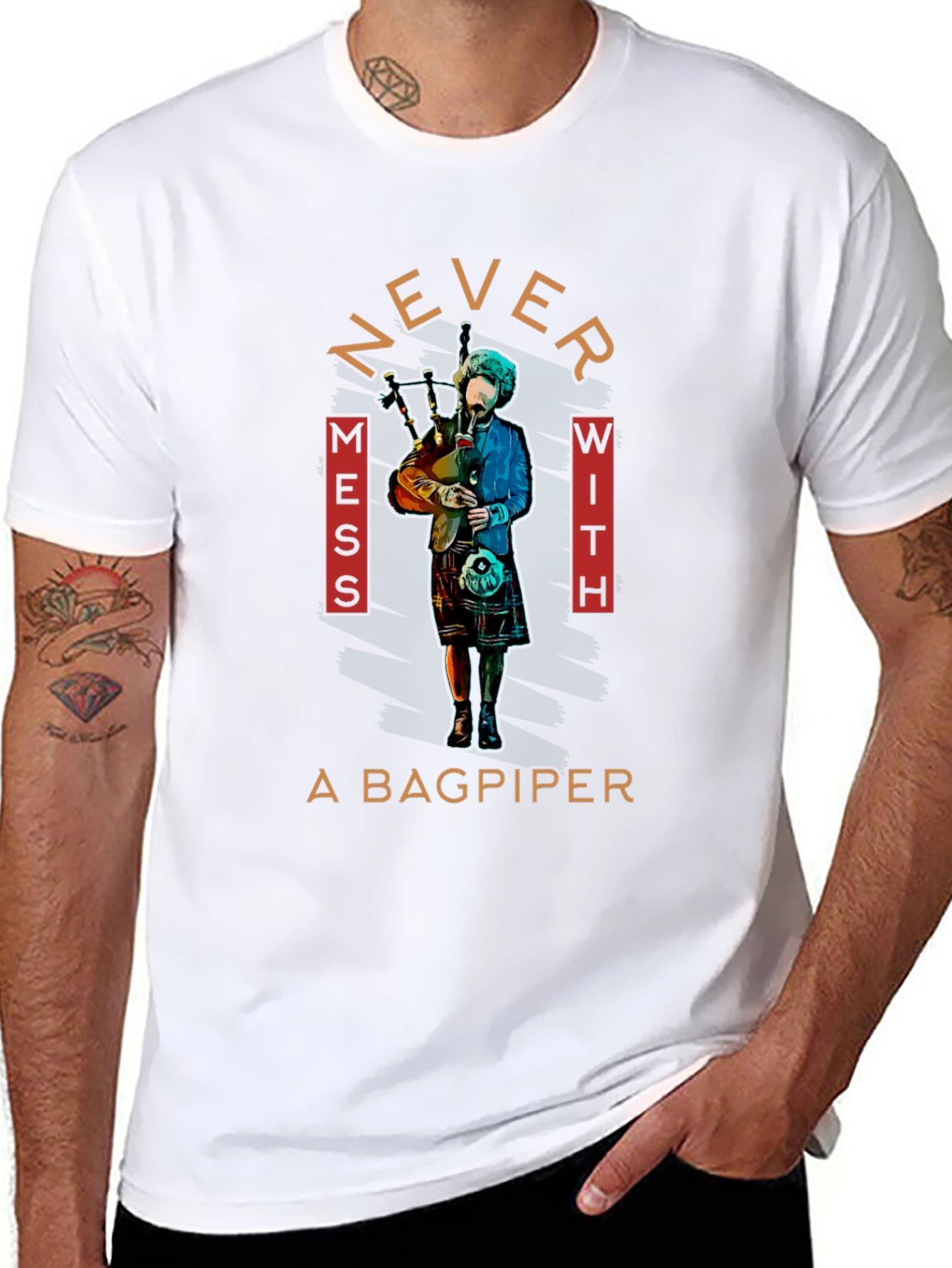 Never Mess with A Bagpiper Graphic Tee