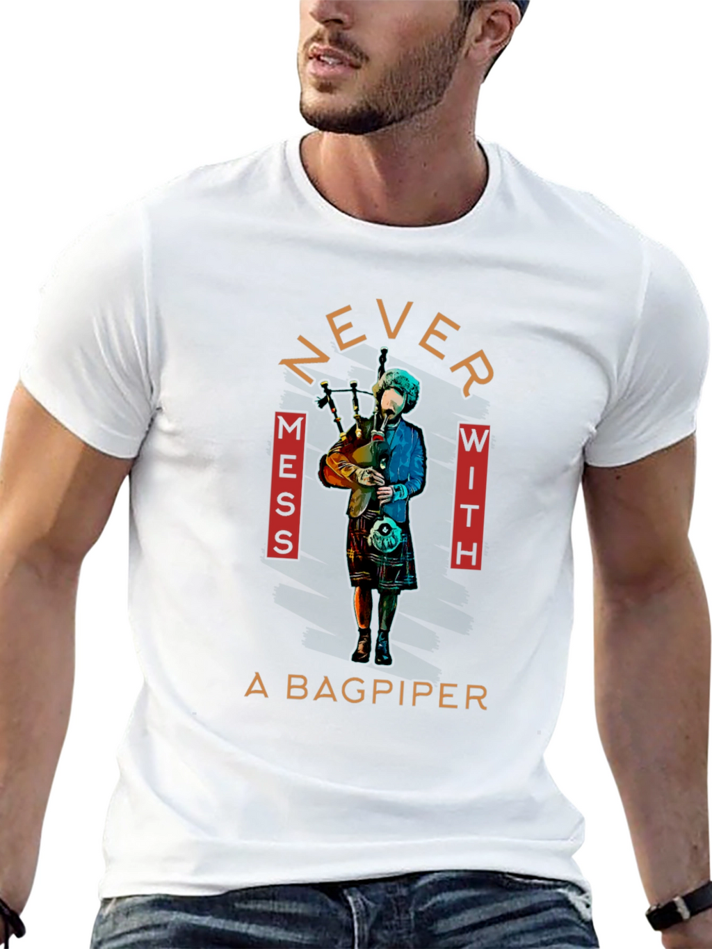 Never Mess with A Bagpiper Graphic Tee