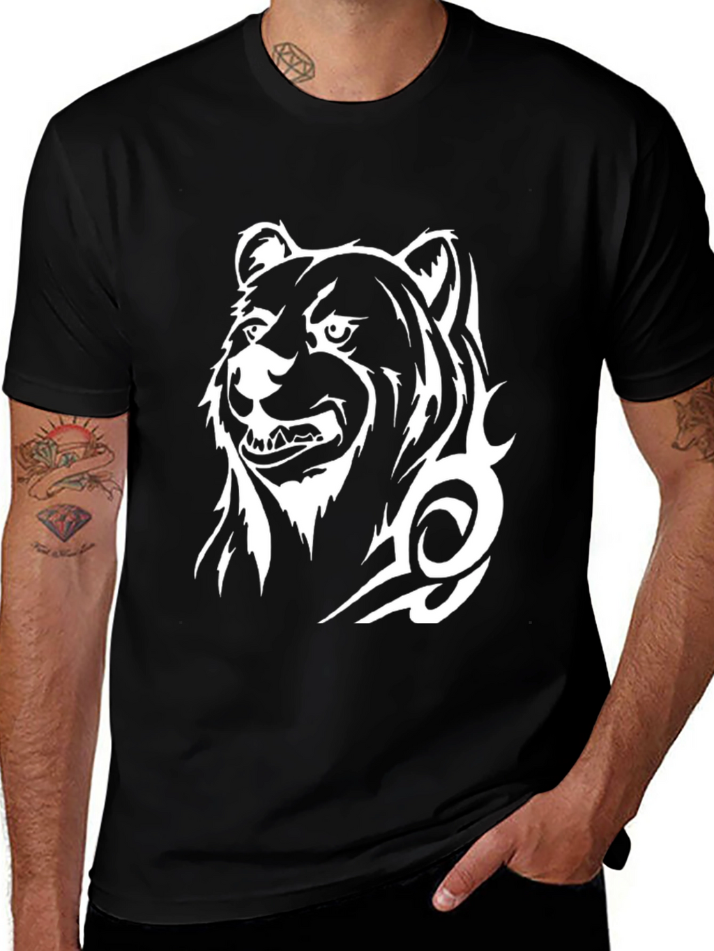 Black Bear Tribal Design T-Shirt