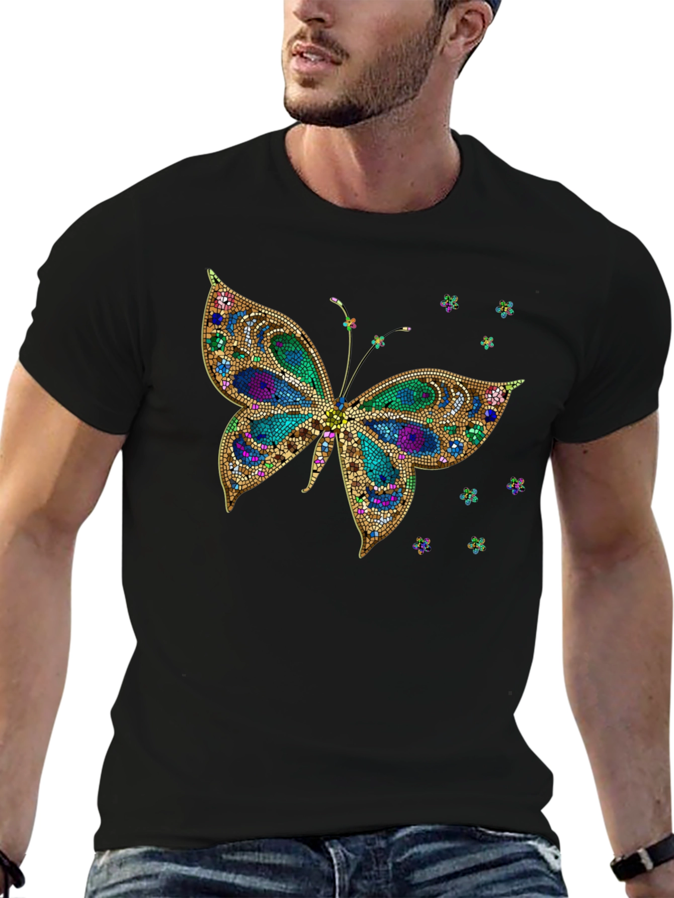 Butterfly Print Crew Neck T-Shirt
