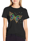 Butterfly Print Crew Neck T-Shirt