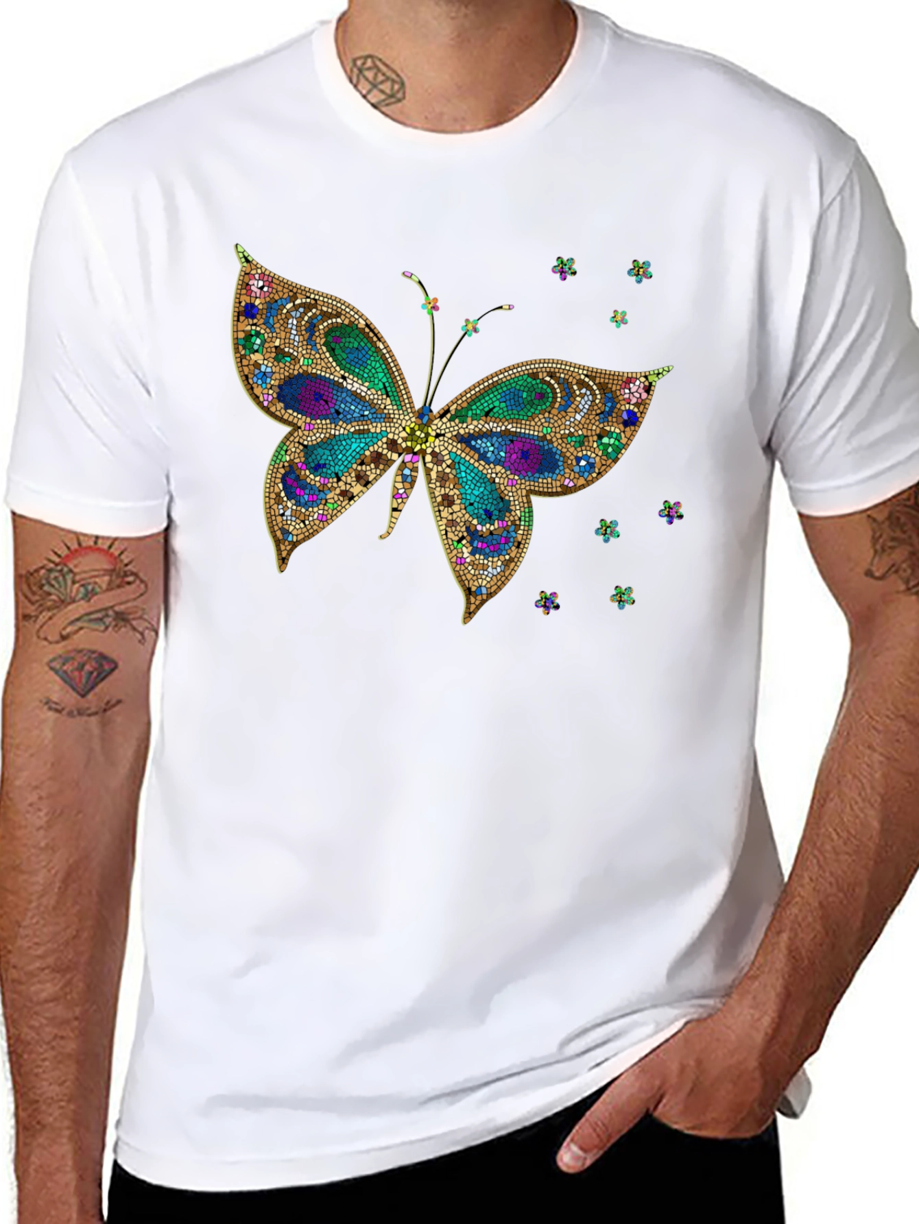 Butterfly Print Crew Neck T-Shirt
